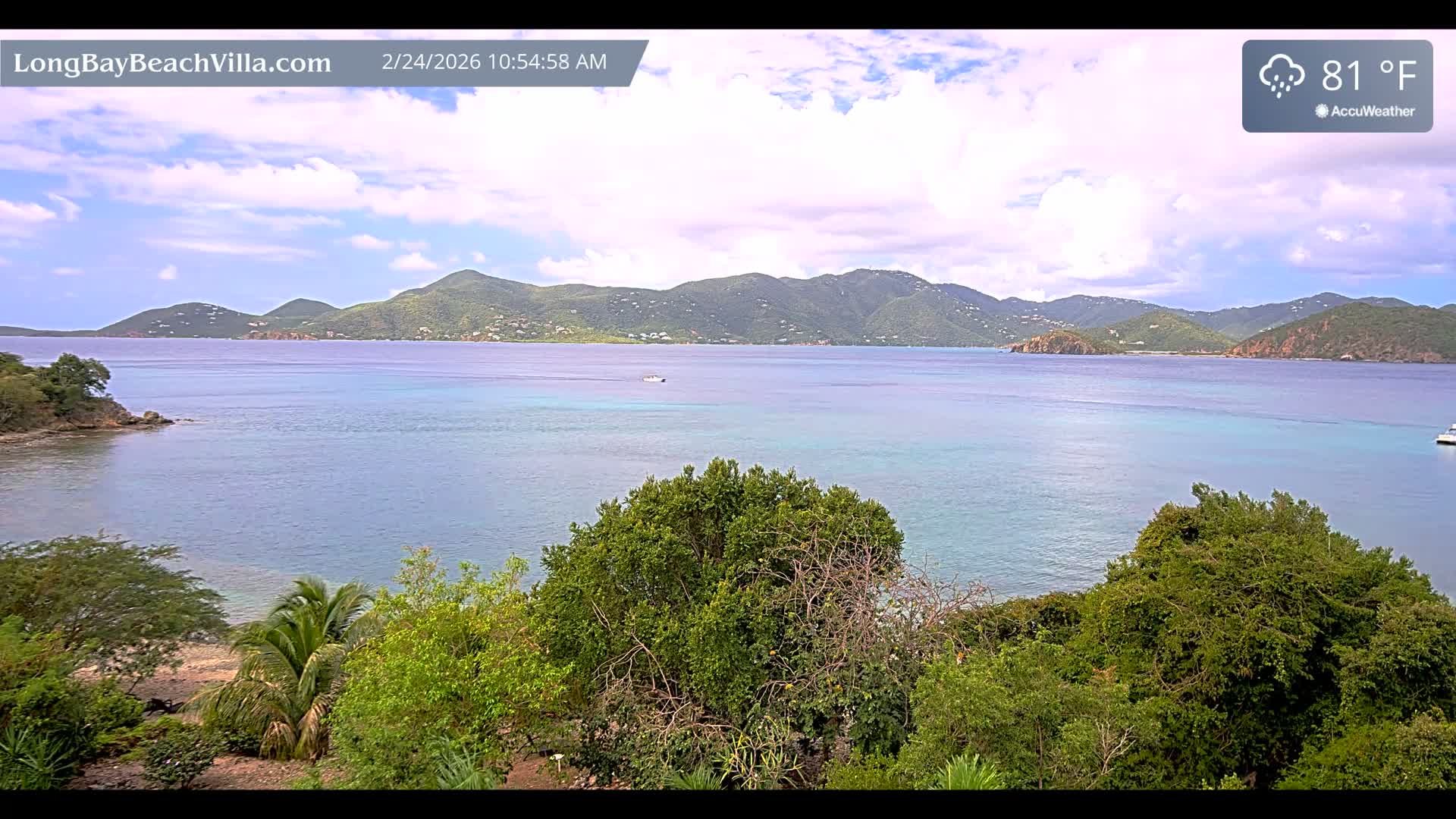 St. John, Long Bay Beach & Coral Bay Live Cam - East End , St. John, United States Virgin Islands, USA