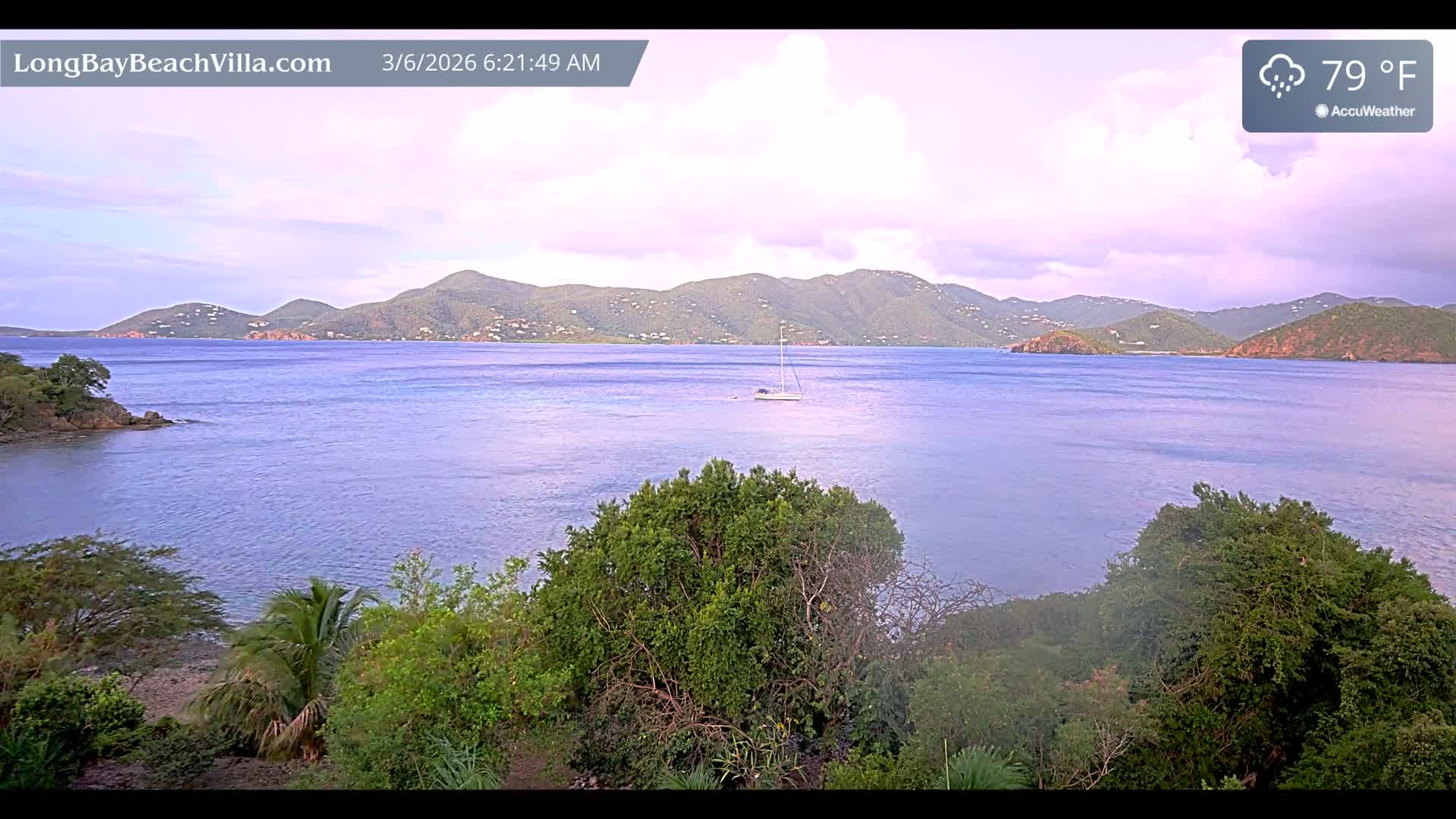 St. John, Long Bay Beach & Coral Bay Live Cam - East End , St. John, United States Virgin Islands, USA