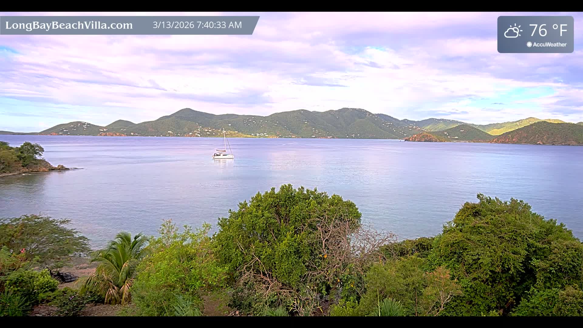 St. John, Long Bay Beach & Coral Bay Live Cam - East End , St. John, United States Virgin Islands, USA