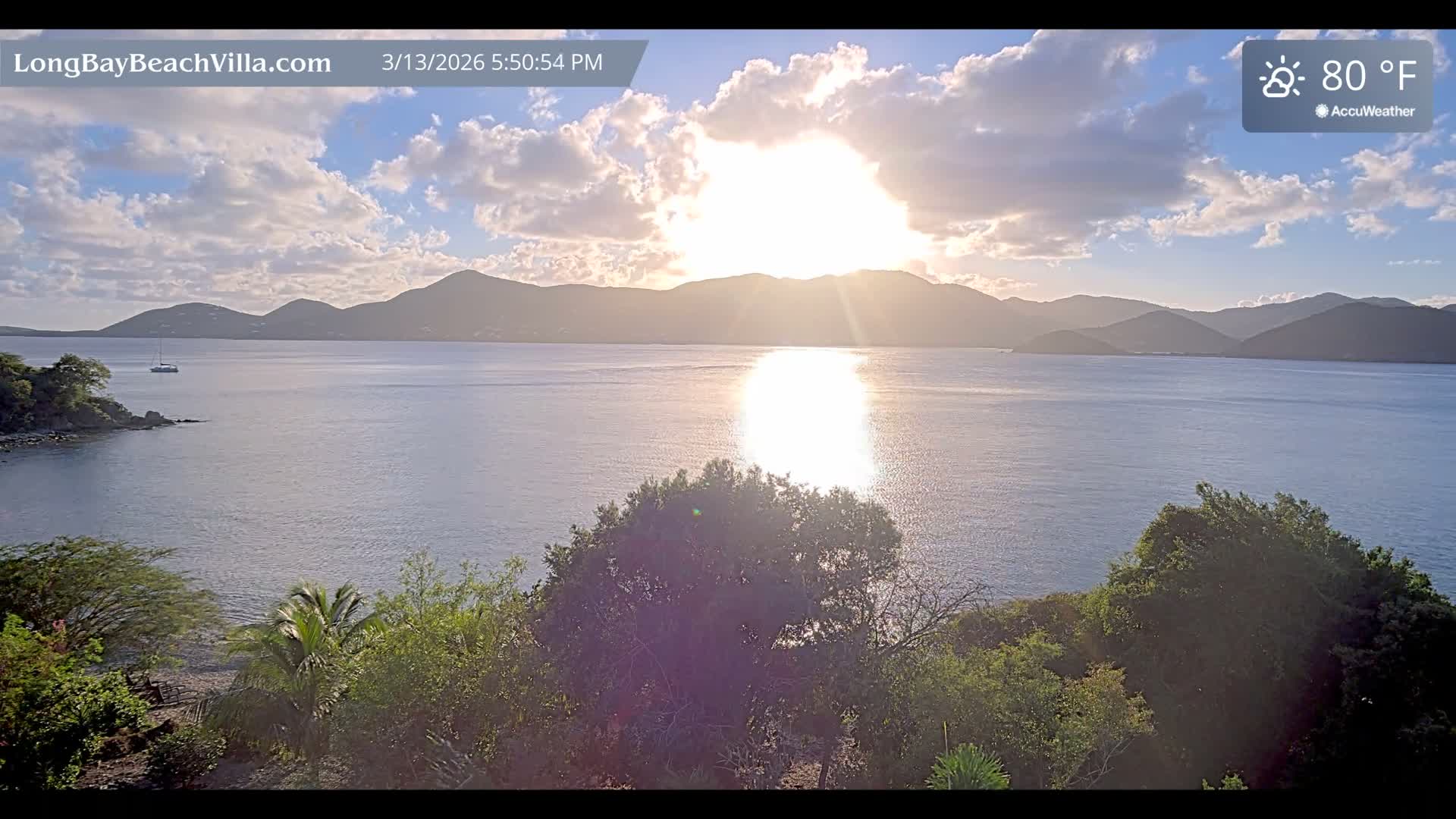 St. John, Long Bay Beach & Coral Bay Live Cam - East End , St. John, United States Virgin Islands, USA