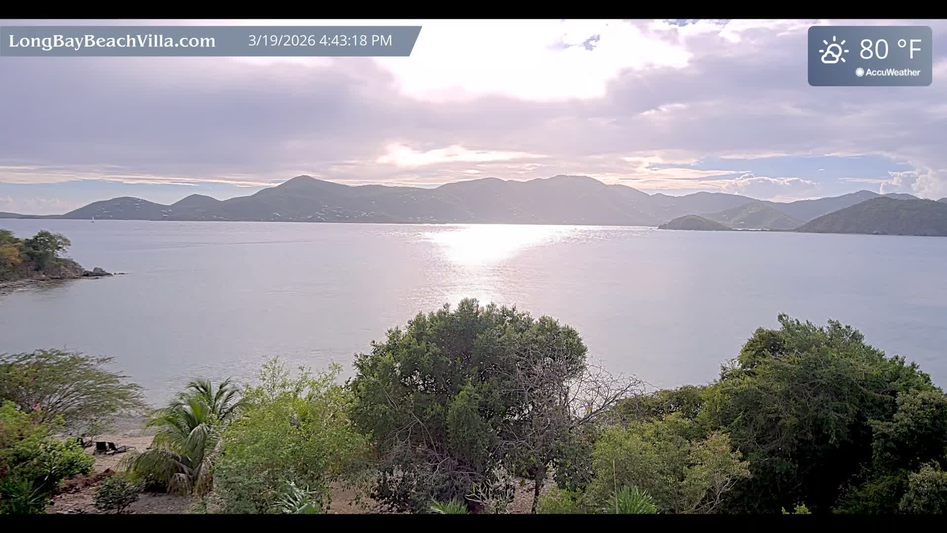 St. John, Long Bay Beach & Coral Bay Live Cam - East End , St. John, United States Virgin Islands, USA