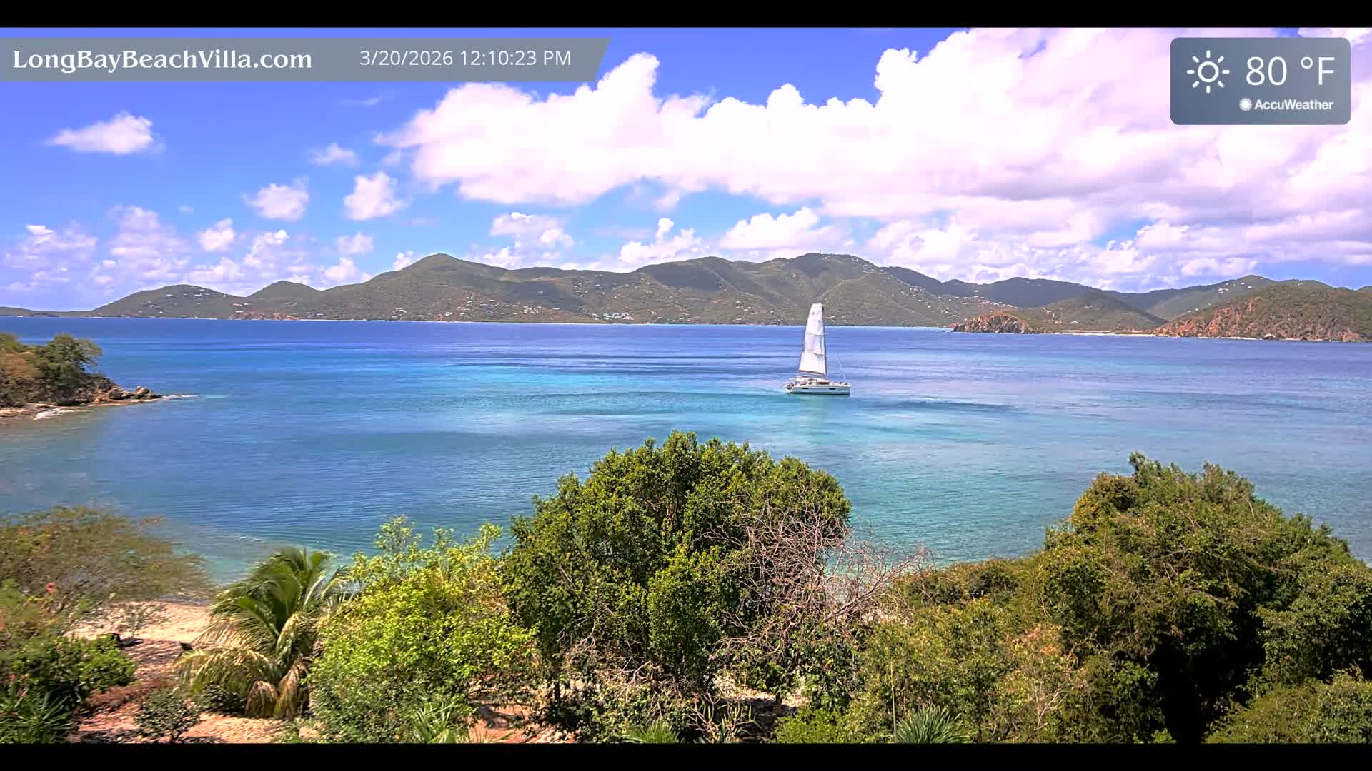 St. John, Long Bay Beach & Coral Bay Live Cam - East End , St. John, United States Virgin Islands, USA