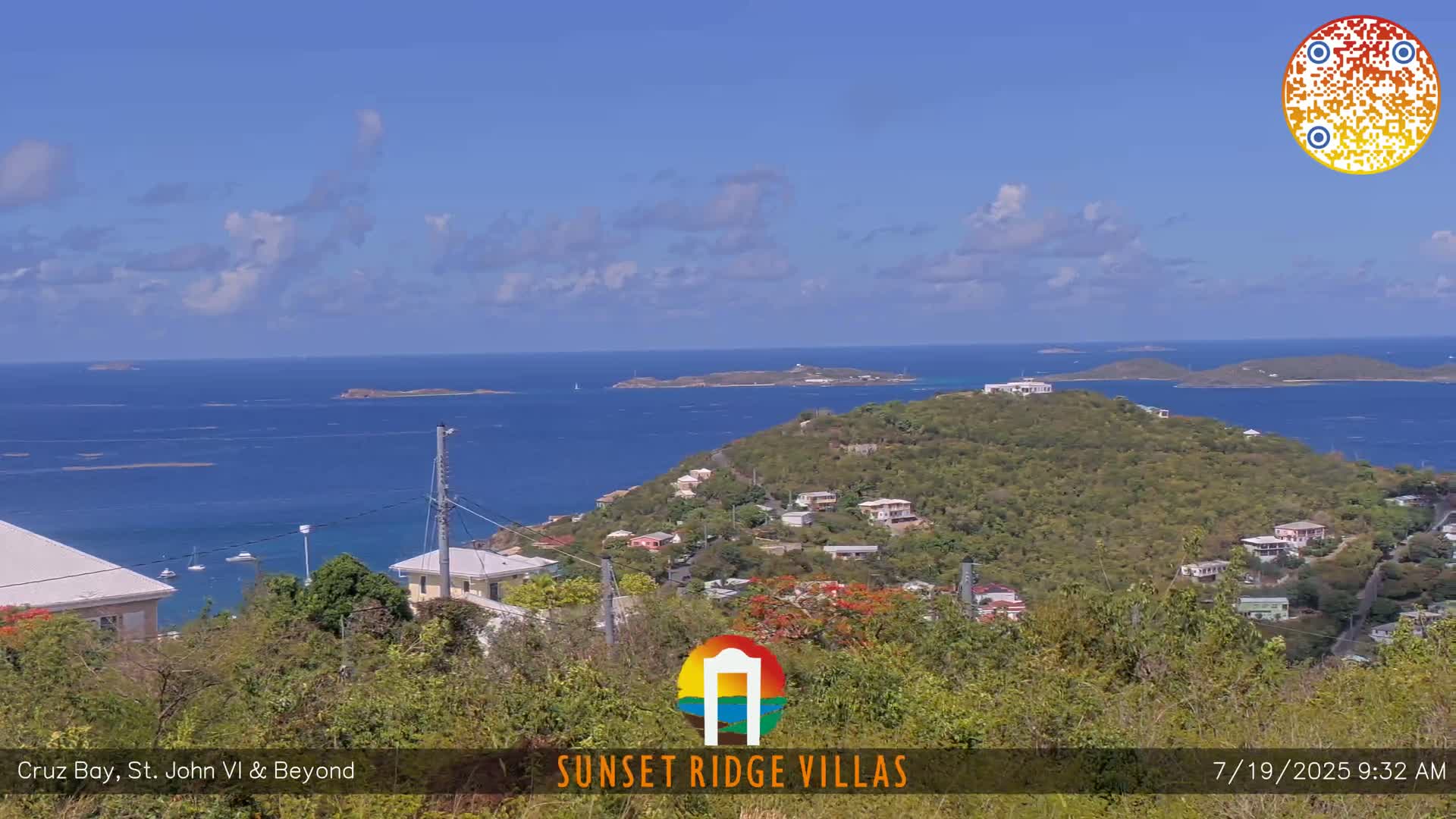 St. John, U.S Virgin Islands Panaromic from Cruz Bay Hills Live Cam - Cruz Bay, St. John, United States Virgin Islands, USA