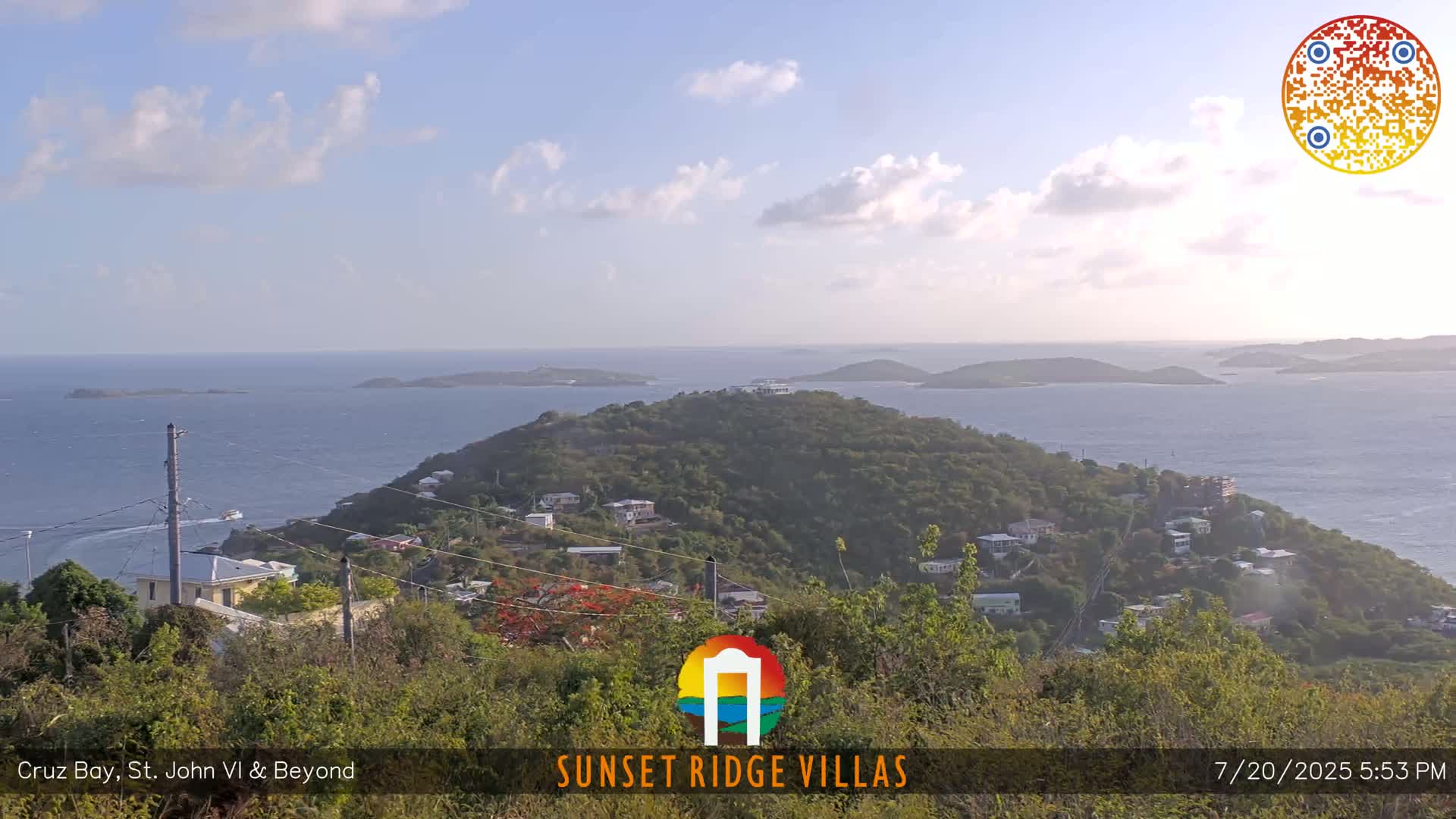St. John, U.S Virgin Islands Panaromic from Cruz Bay Hills Live Cam - Cruz Bay, St. John, United States Virgin Islands, USA