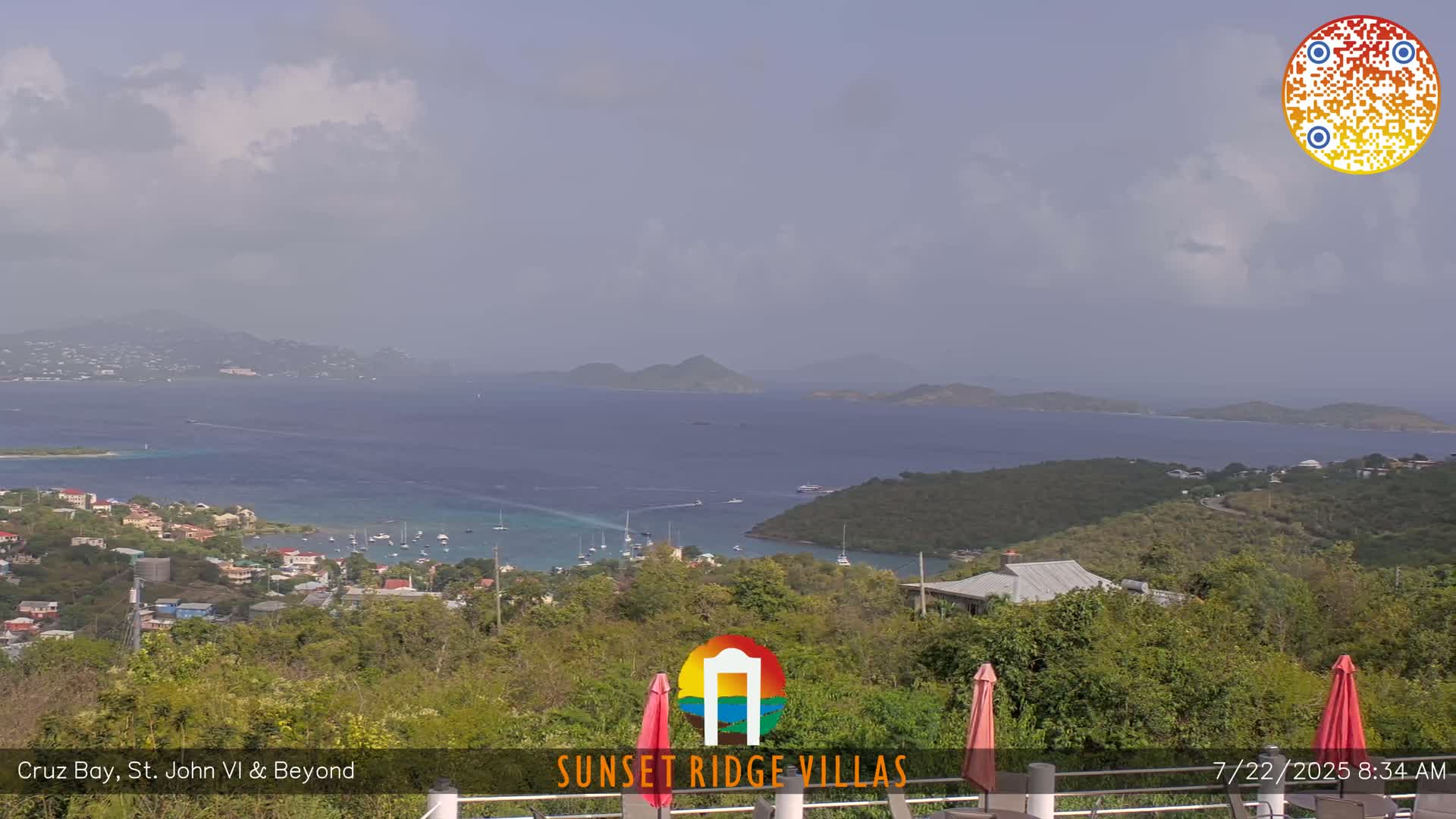 St. John, U.S Virgin Islands Panaromic from Cruz Bay Hills Live Cam - Cruz Bay, St. John, United States Virgin Islands, USA