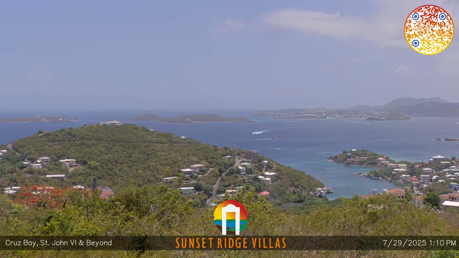 St. John, U.S Virgin Islands Panaromic from Cruz Bay Hills Live Cam - Cruz Bay, St. John, United States Virgin Islands, USA