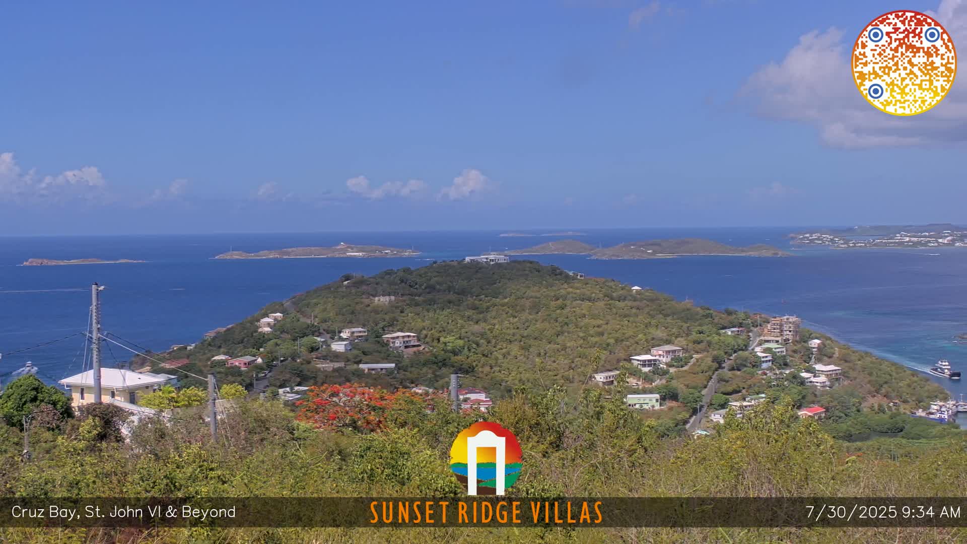 St. John, U.S Virgin Islands Panaromic from Cruz Bay Hills Live Cam - Cruz Bay, St. John, United States Virgin Islands, USA