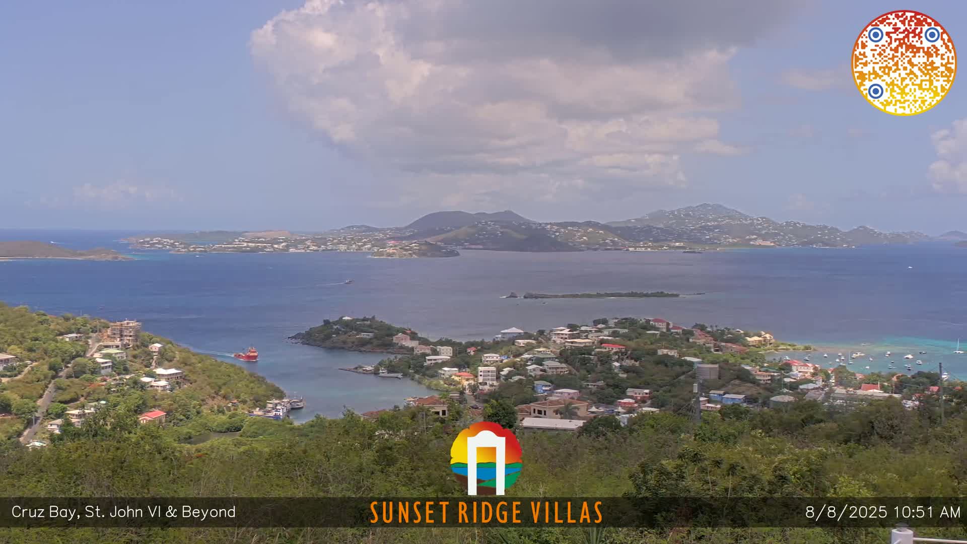 St. John, U.S Virgin Islands Panaromic from Cruz Bay Hills Live Cam - Cruz Bay, St. John, United States Virgin Islands, USA