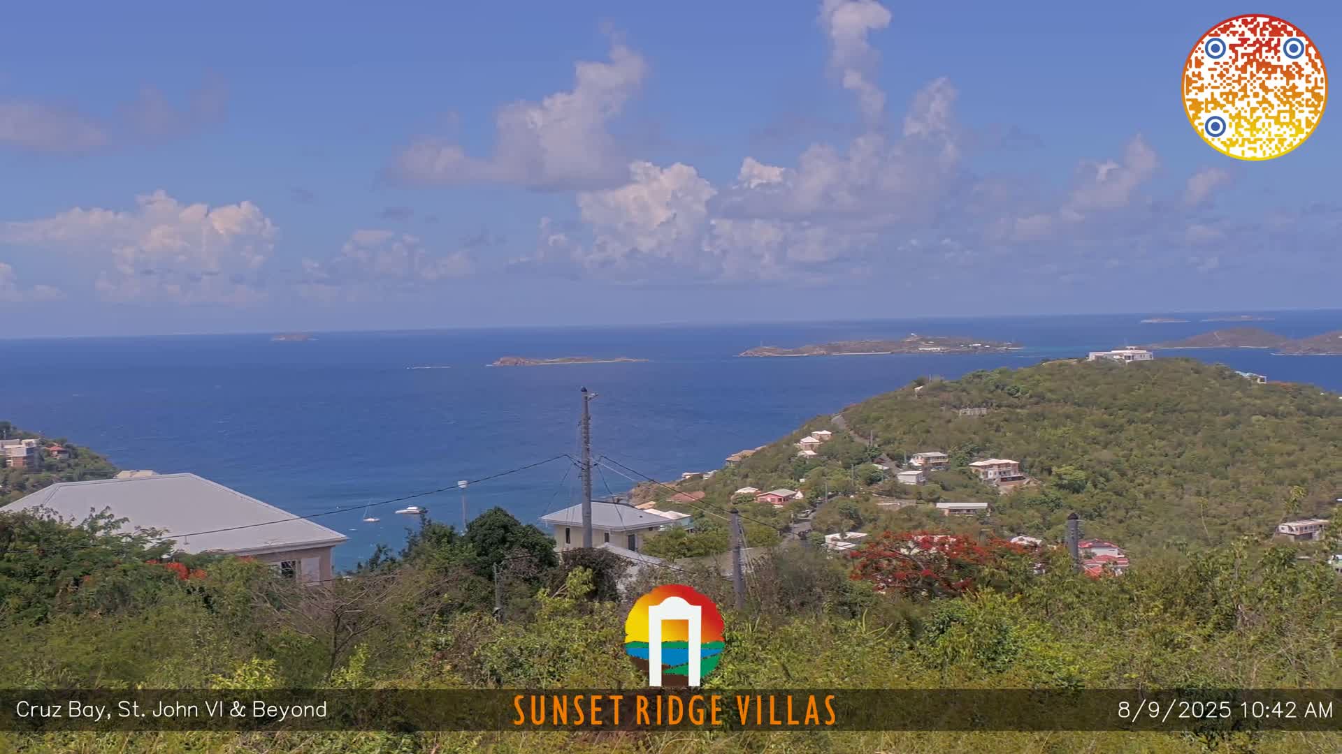 St. John, U.S Virgin Islands Panaromic from Cruz Bay Hills Live Cam - Cruz Bay, St. John, United States Virgin Islands, USA
