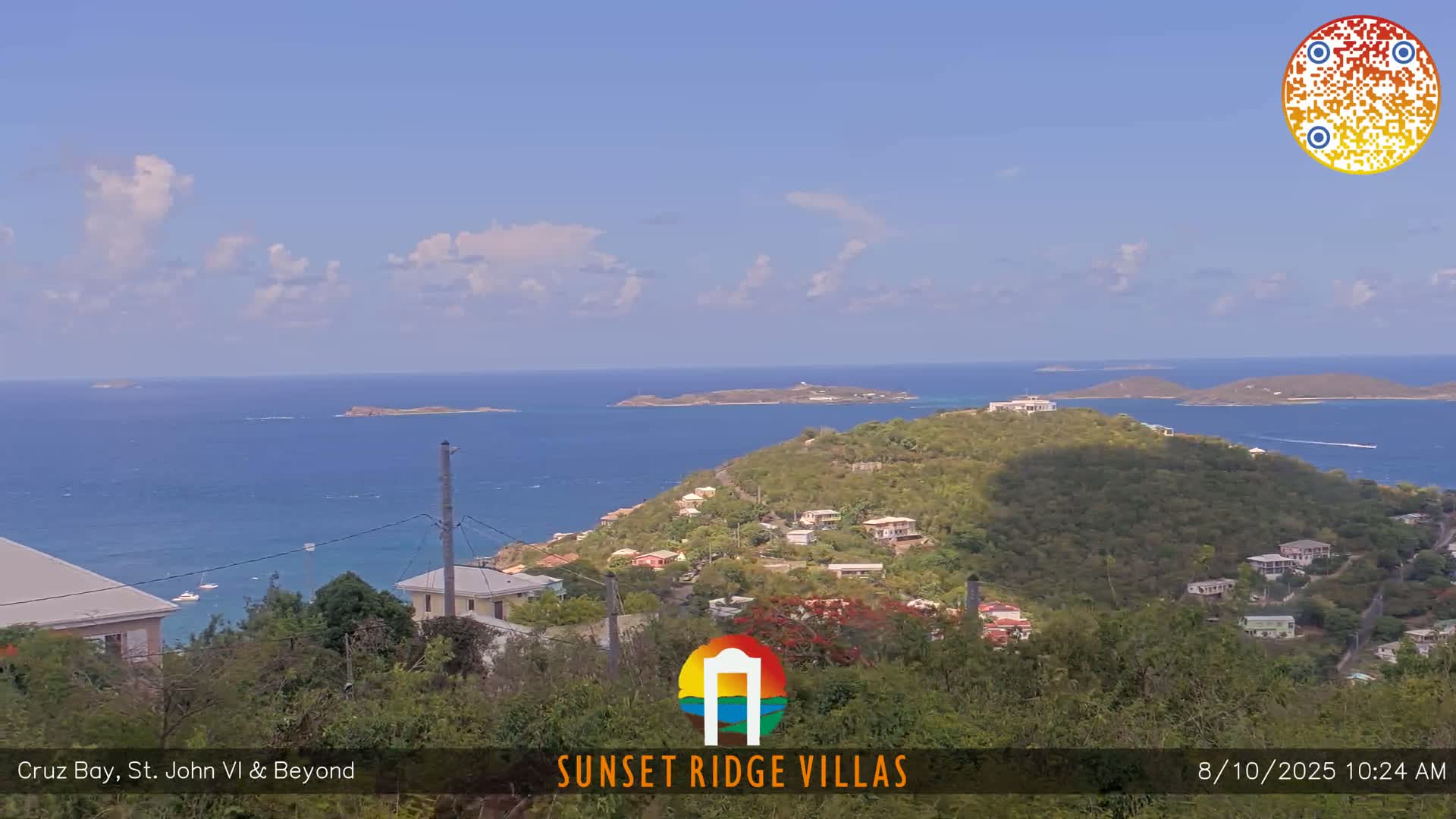 St. John, U.S Virgin Islands Panaromic from Cruz Bay Hills Live Cam - Cruz Bay, St. John, United States Virgin Islands, USA