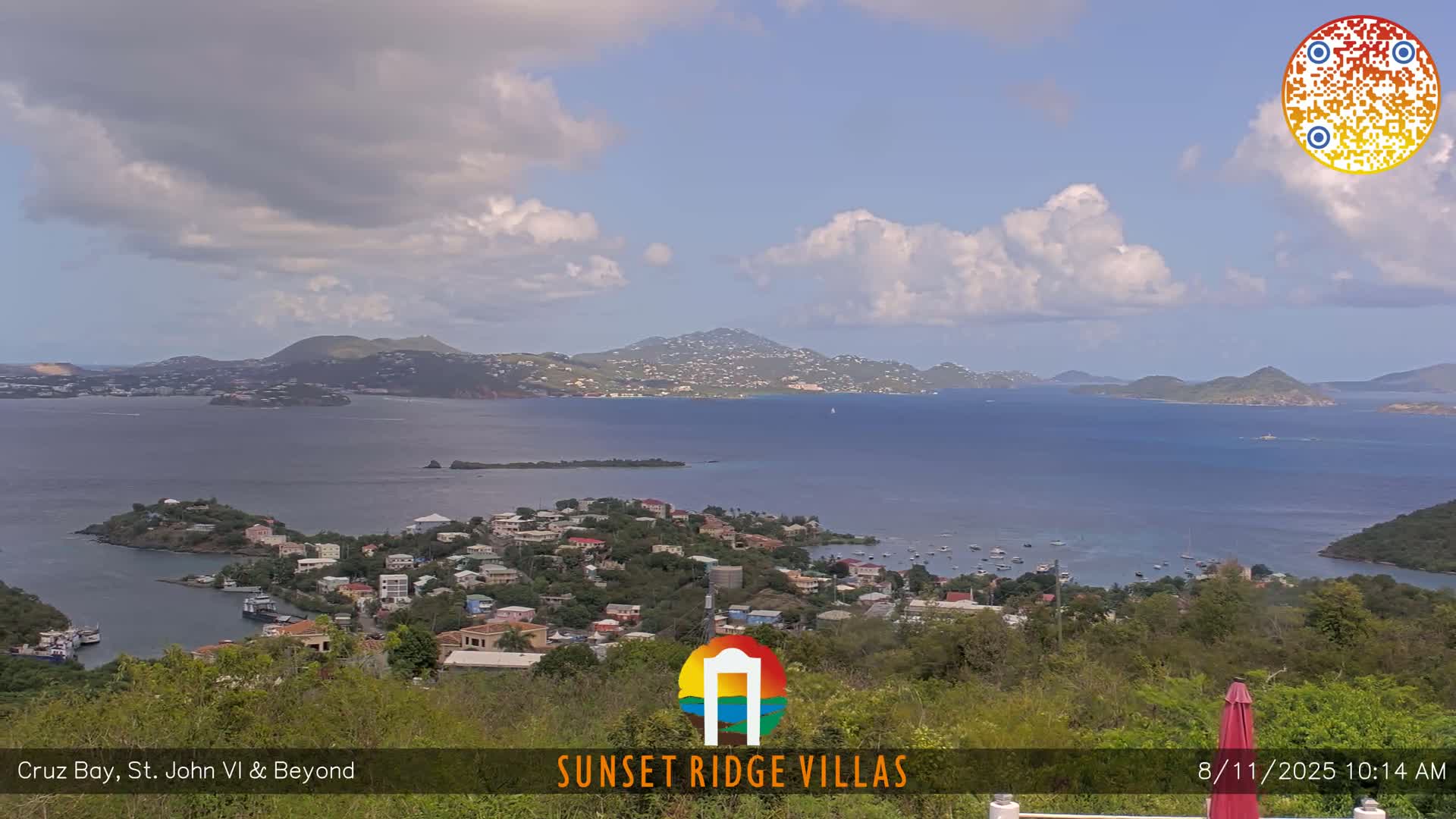 St. John, U.S Virgin Islands Panaromic from Cruz Bay Hills Live Cam - Cruz Bay, St. John, United States Virgin Islands, USA