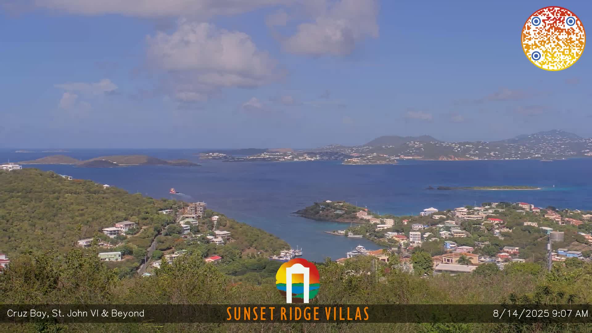 St. John, U.S Virgin Islands Panaromic from Cruz Bay Hills Live Cam - Cruz Bay, St. John, United States Virgin Islands, USA