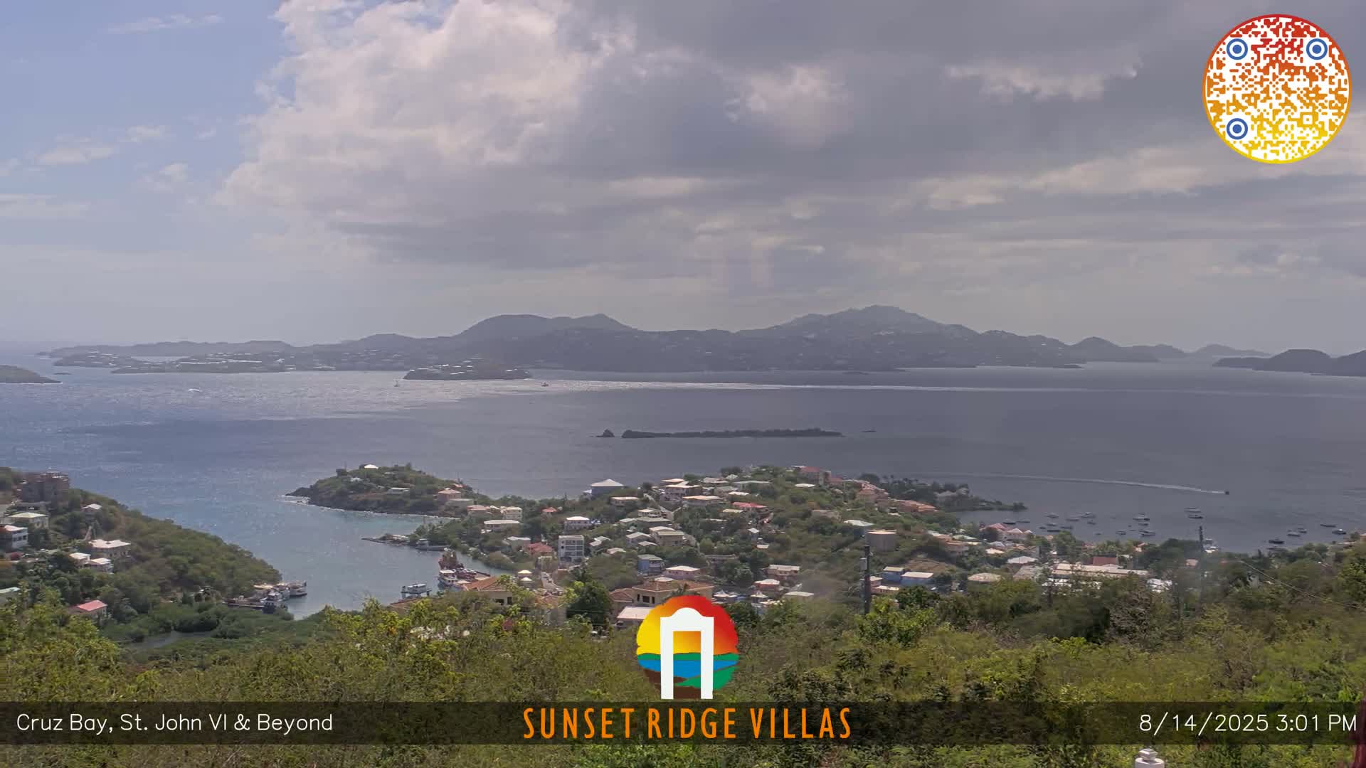 St. John, U.S Virgin Islands Panaromic from Cruz Bay Hills Live Cam - Cruz Bay, St. John, United States Virgin Islands, USA