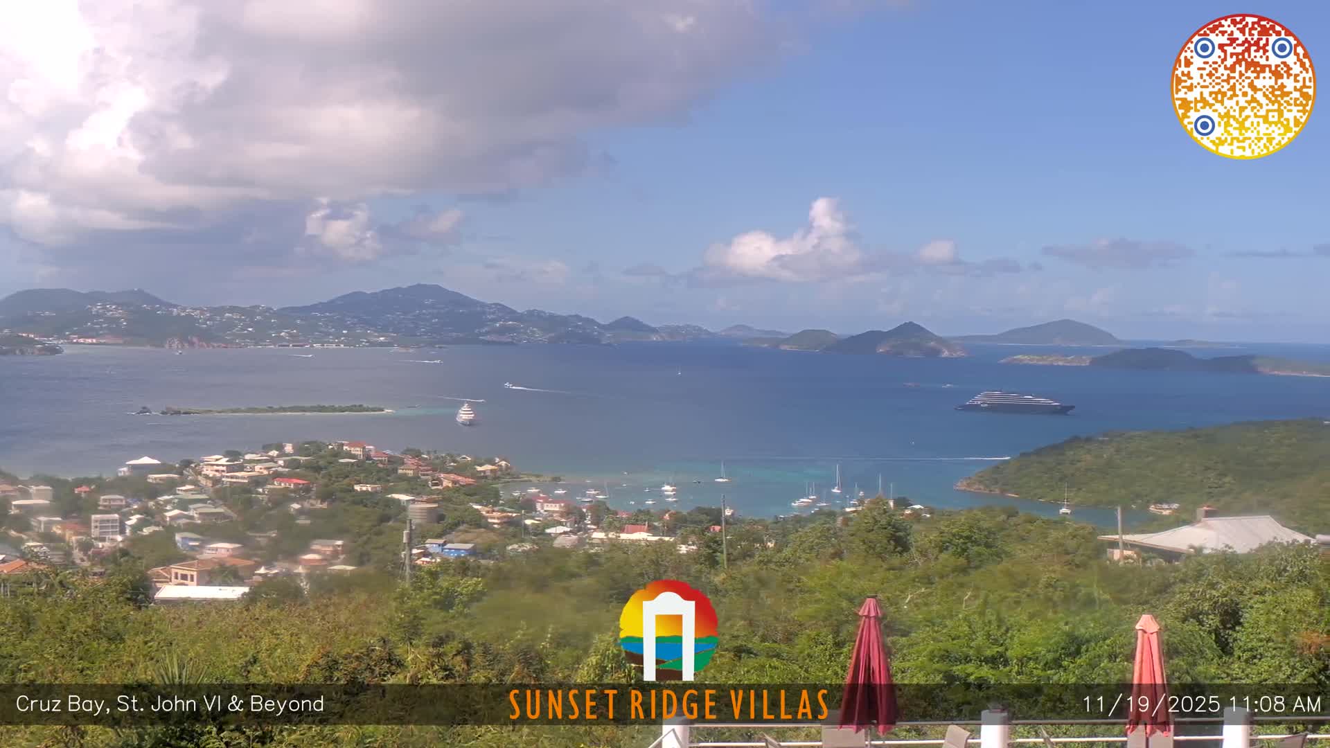 St. John, U.S Virgin Islands Panaromic from Cruz Bay Hills Live Cam - Cruz Bay, St. John, United States Virgin Islands, USA