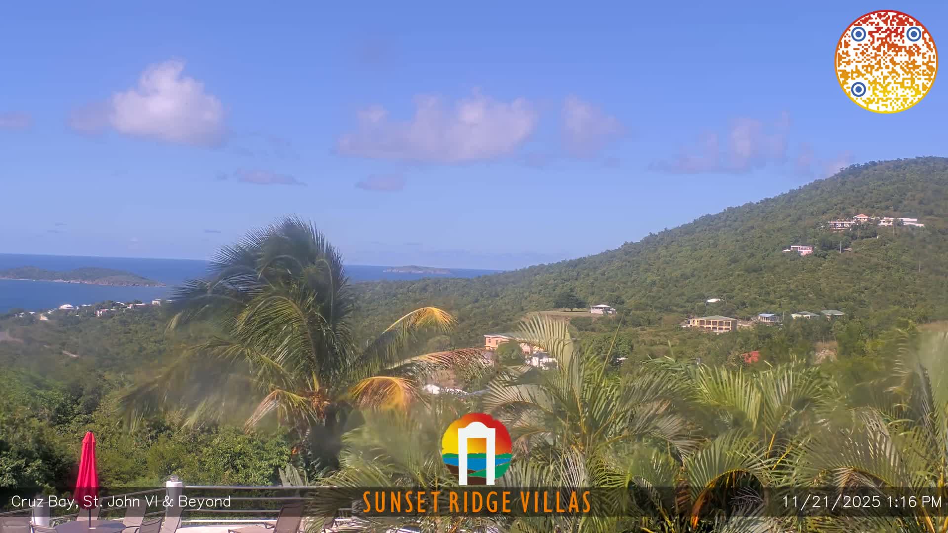 St. John, U.S Virgin Islands Panaromic from Cruz Bay Hills Live Cam - Cruz Bay, St. John, United States Virgin Islands, USA