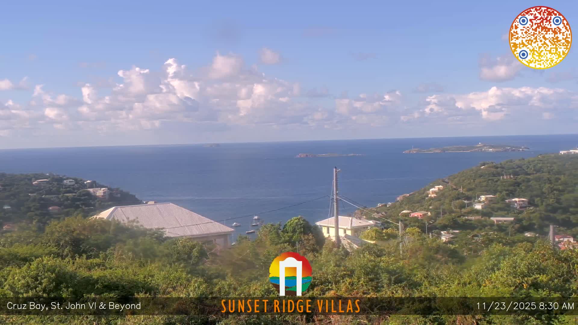 St. John, U.S Virgin Islands Panaromic from Cruz Bay Hills Live Cam - Cruz Bay, St. John, United States Virgin Islands, USA