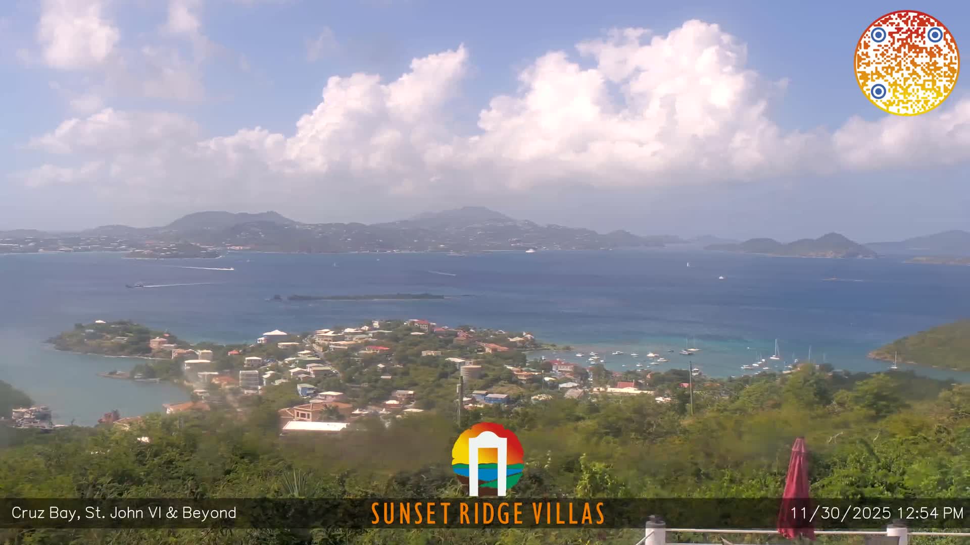 St. John, U.S Virgin Islands Panaromic from Cruz Bay Hills Live Cam - Cruz Bay, St. John, United States Virgin Islands, USA