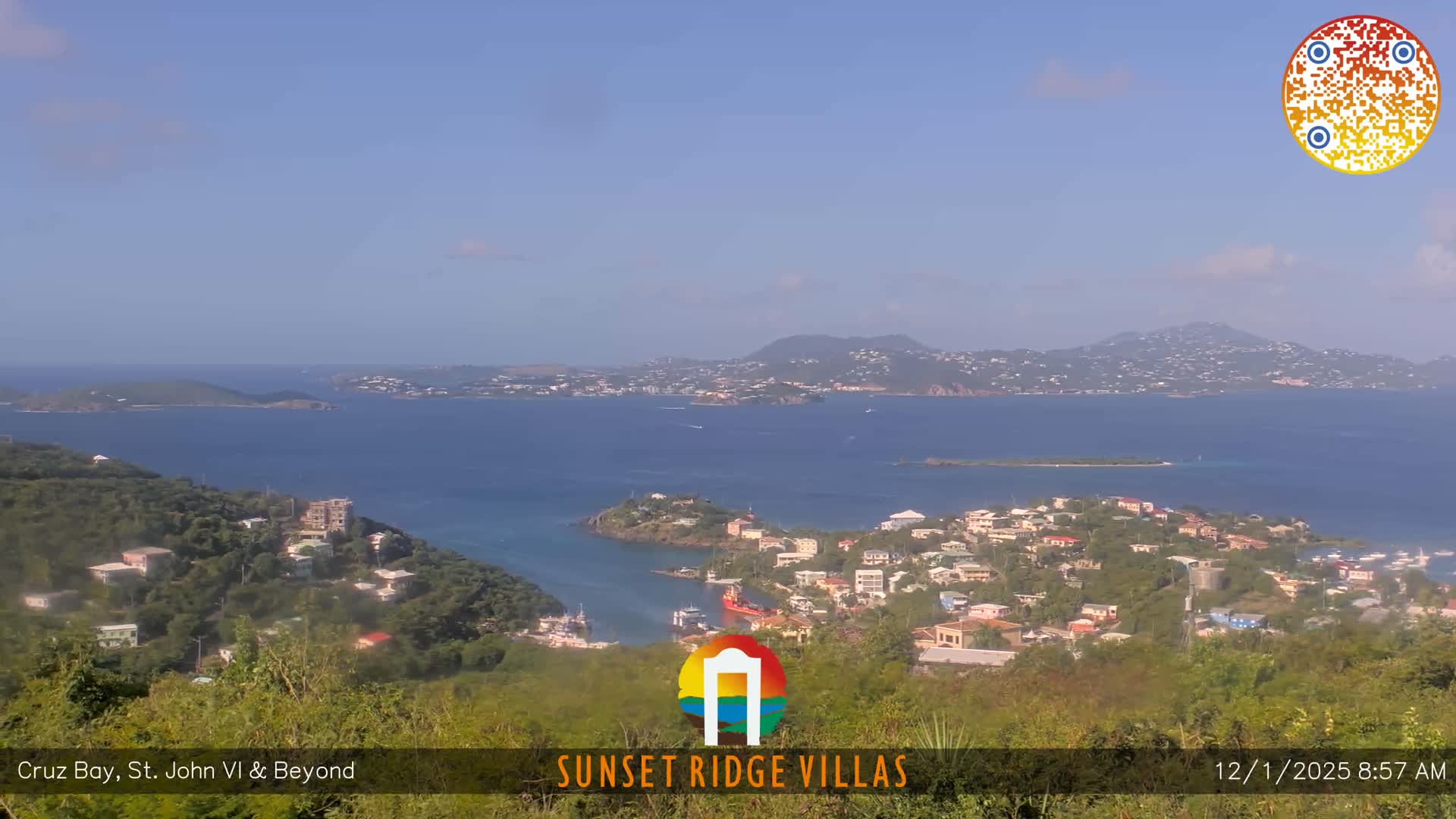 St. John, U.S Virgin Islands Panaromic from Cruz Bay Hills Live Cam - Cruz Bay, St. John, United States Virgin Islands, USA