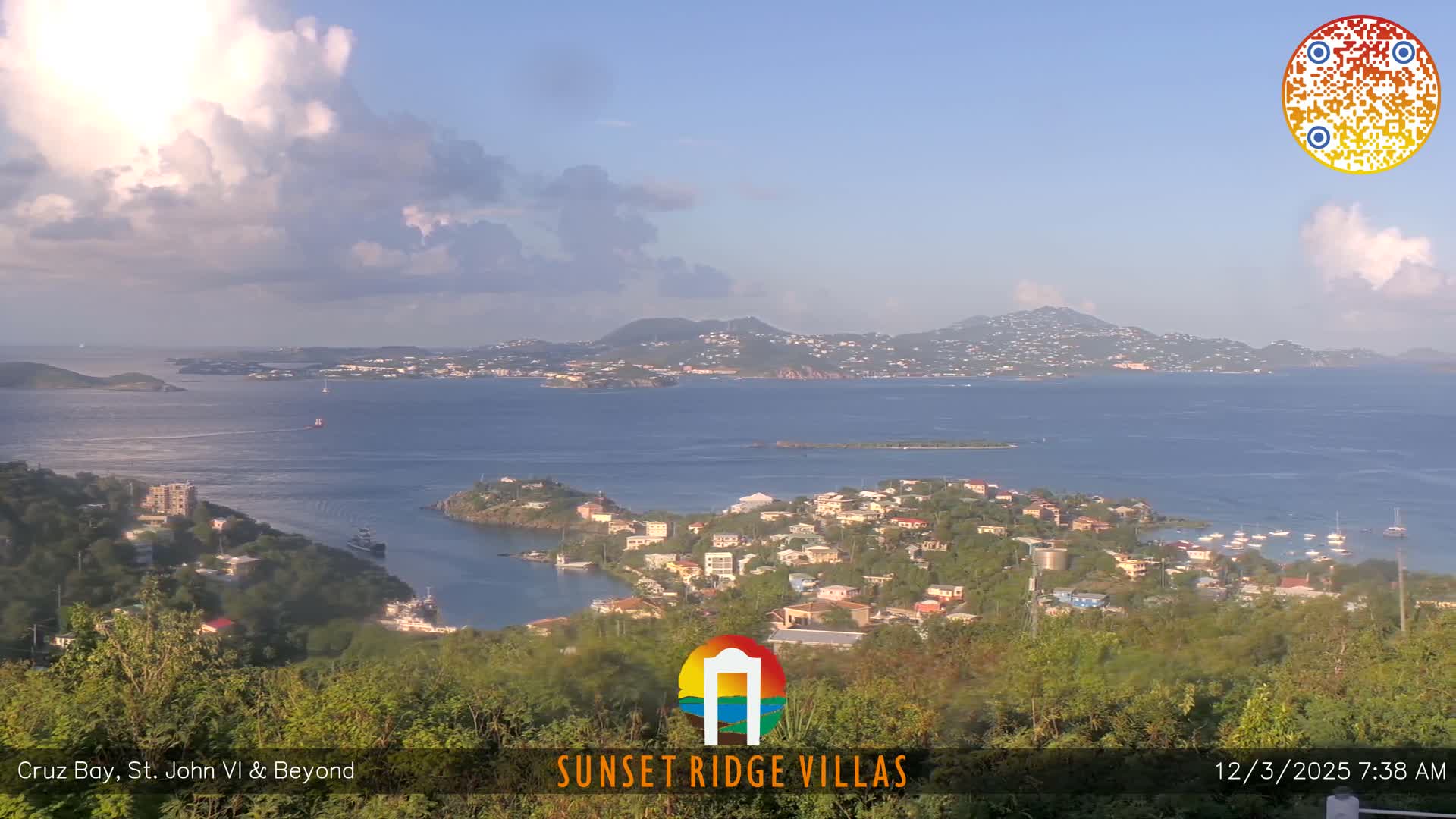 St. John, U.S Virgin Islands Panaromic from Cruz Bay Hills Live Cam - Cruz Bay, St. John, United States Virgin Islands, USA