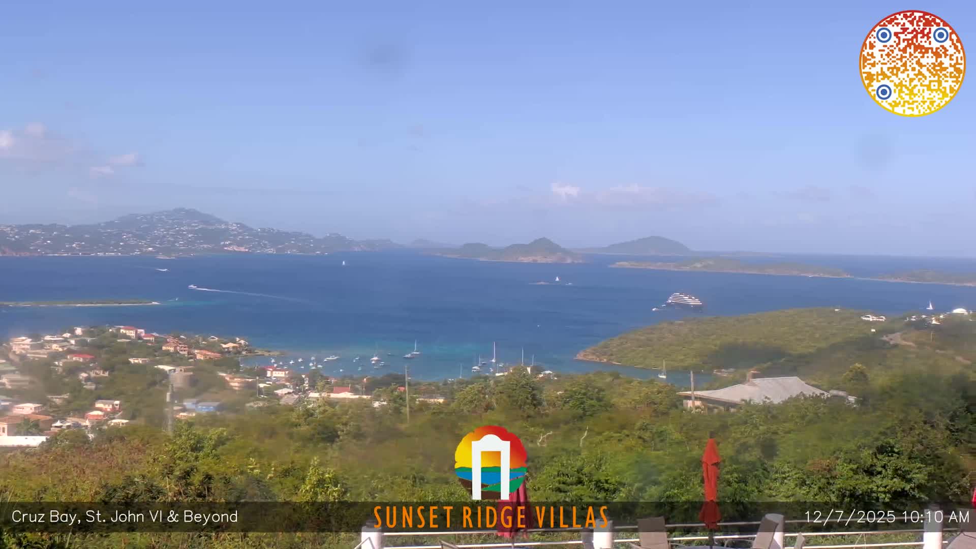 St. John, U.S Virgin Islands Panaromic from Cruz Bay Hills Live Cam - Cruz Bay, St. John, United States Virgin Islands, USA