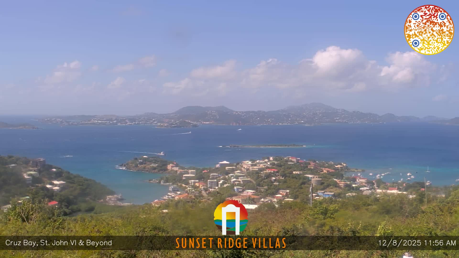 St. John, U.S Virgin Islands Panaromic from Cruz Bay Hills Live Cam - Cruz Bay, St. John, United States Virgin Islands, USA
