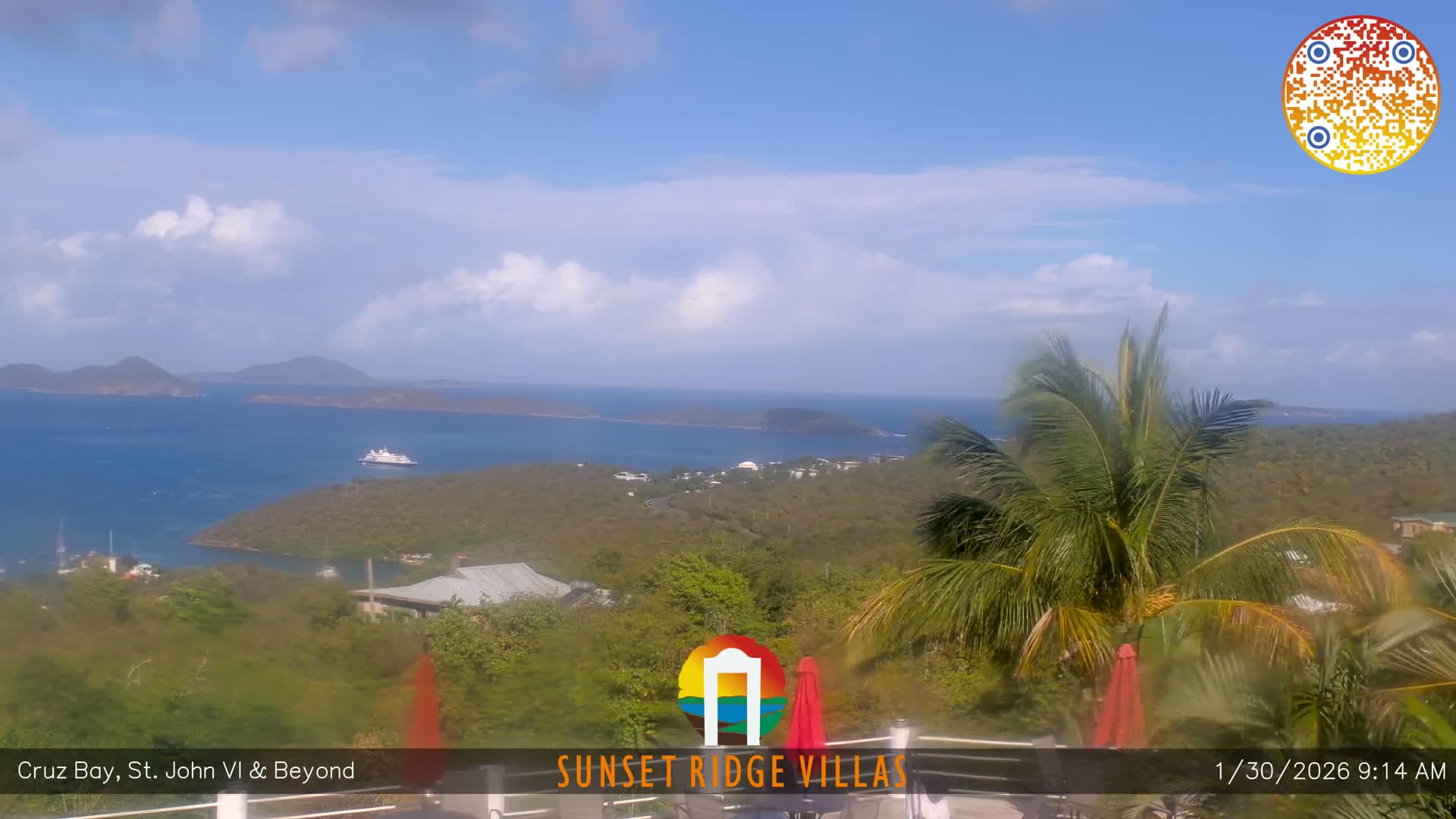 St. John, U.S Virgin Islands Panaromic from Cruz Bay Hills Live Cam - Cruz Bay, St. John, United States Virgin Islands, USA
