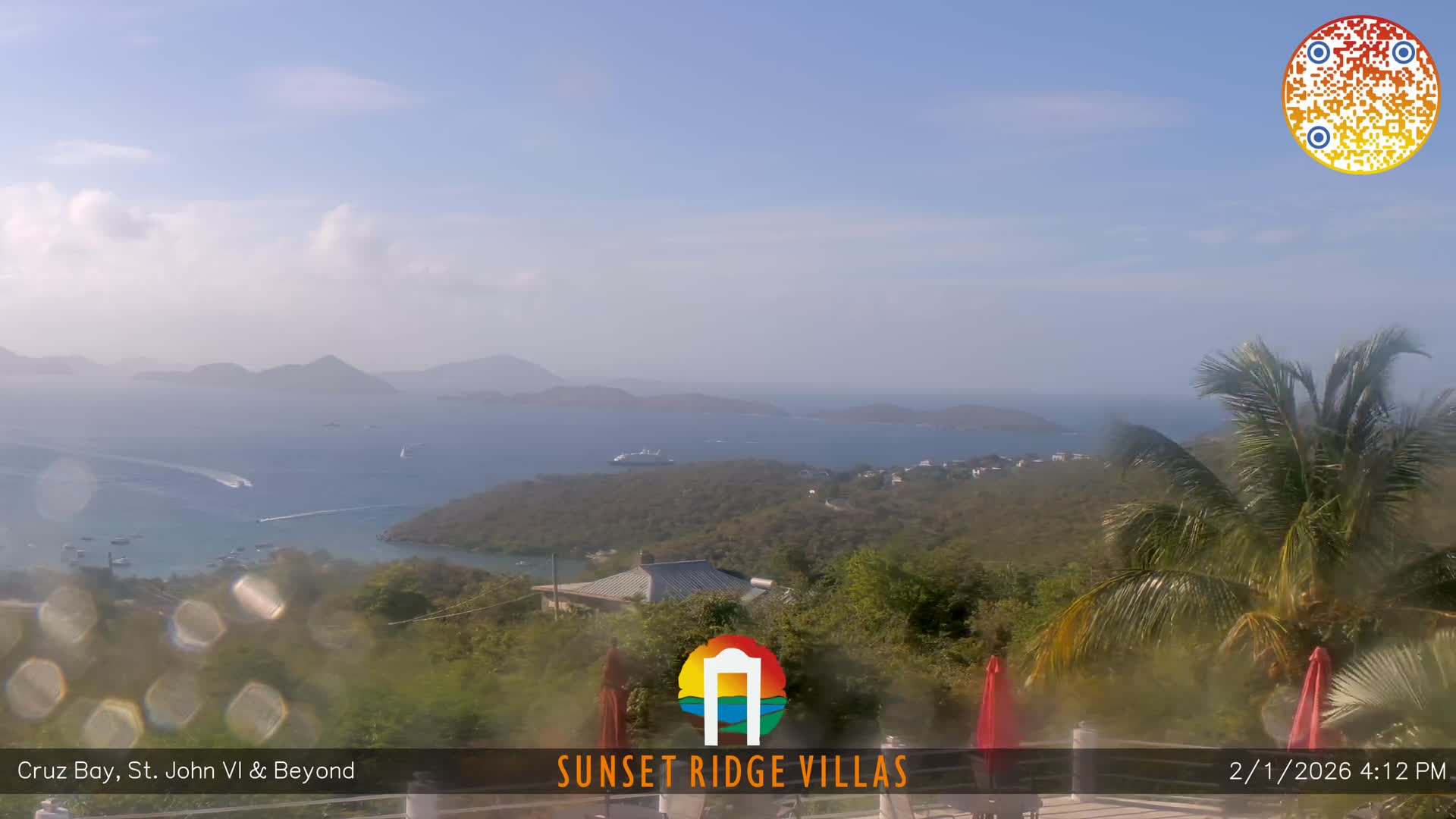 St. John, U.S Virgin Islands Panaromic from Cruz Bay Hills Live Cam - Cruz Bay, St. John, United States Virgin Islands, USA