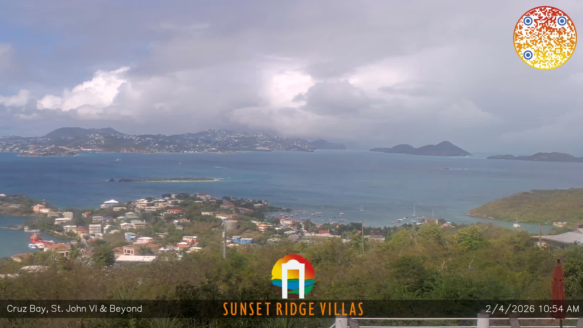St. John, U.S Virgin Islands Panaromic from Cruz Bay Hills Live Cam - Cruz Bay, St. John, United States Virgin Islands, USA