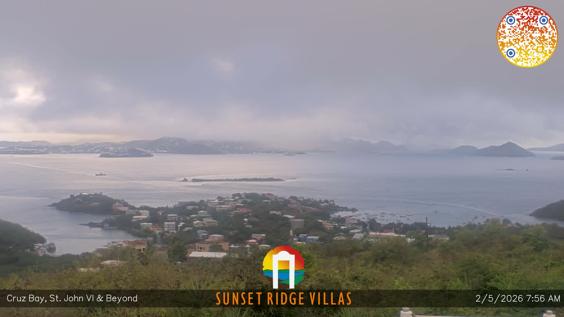 St. John, U.S Virgin Islands Panaromic from Cruz Bay Hills Live Cam - Cruz Bay, St. John, United States Virgin Islands, USA