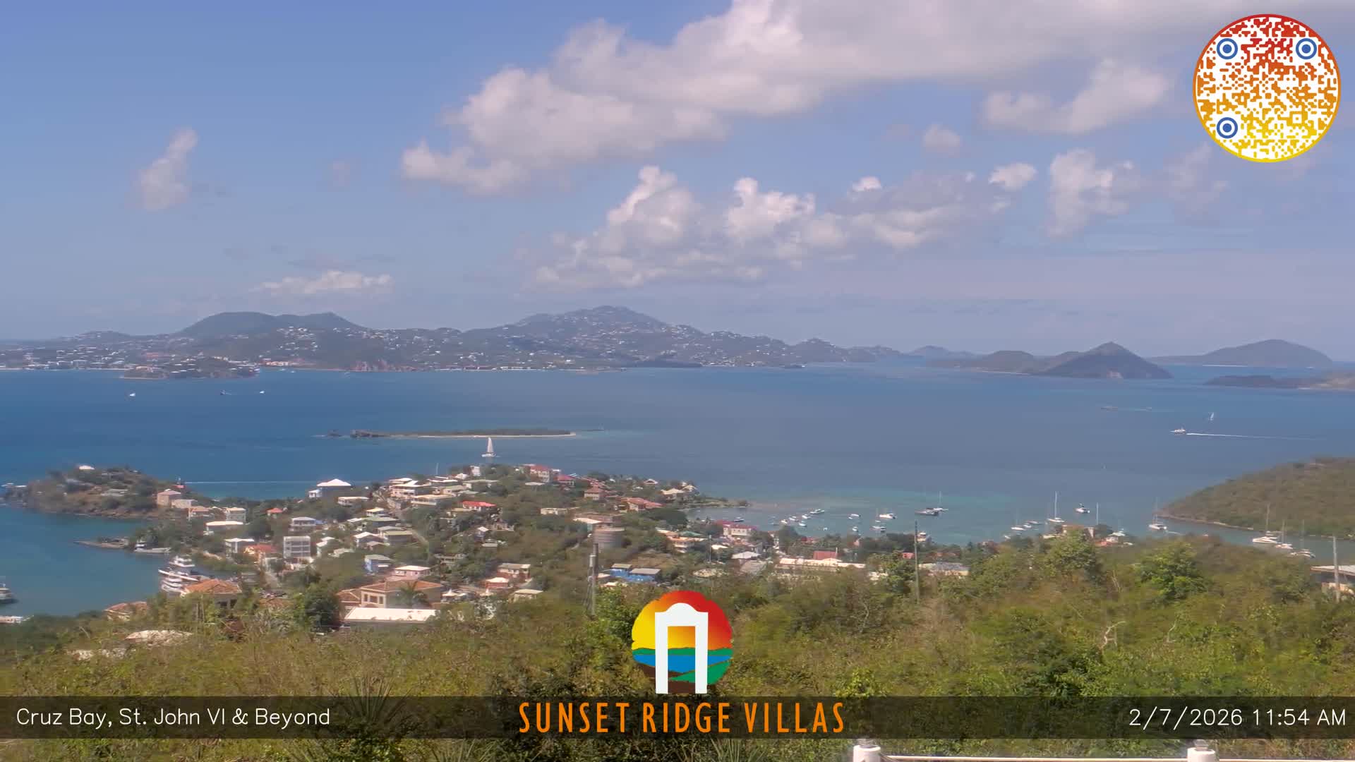 St. John, U.S Virgin Islands Panaromic from Cruz Bay Hills Live Cam - Cruz Bay, St. John, United States Virgin Islands, USA