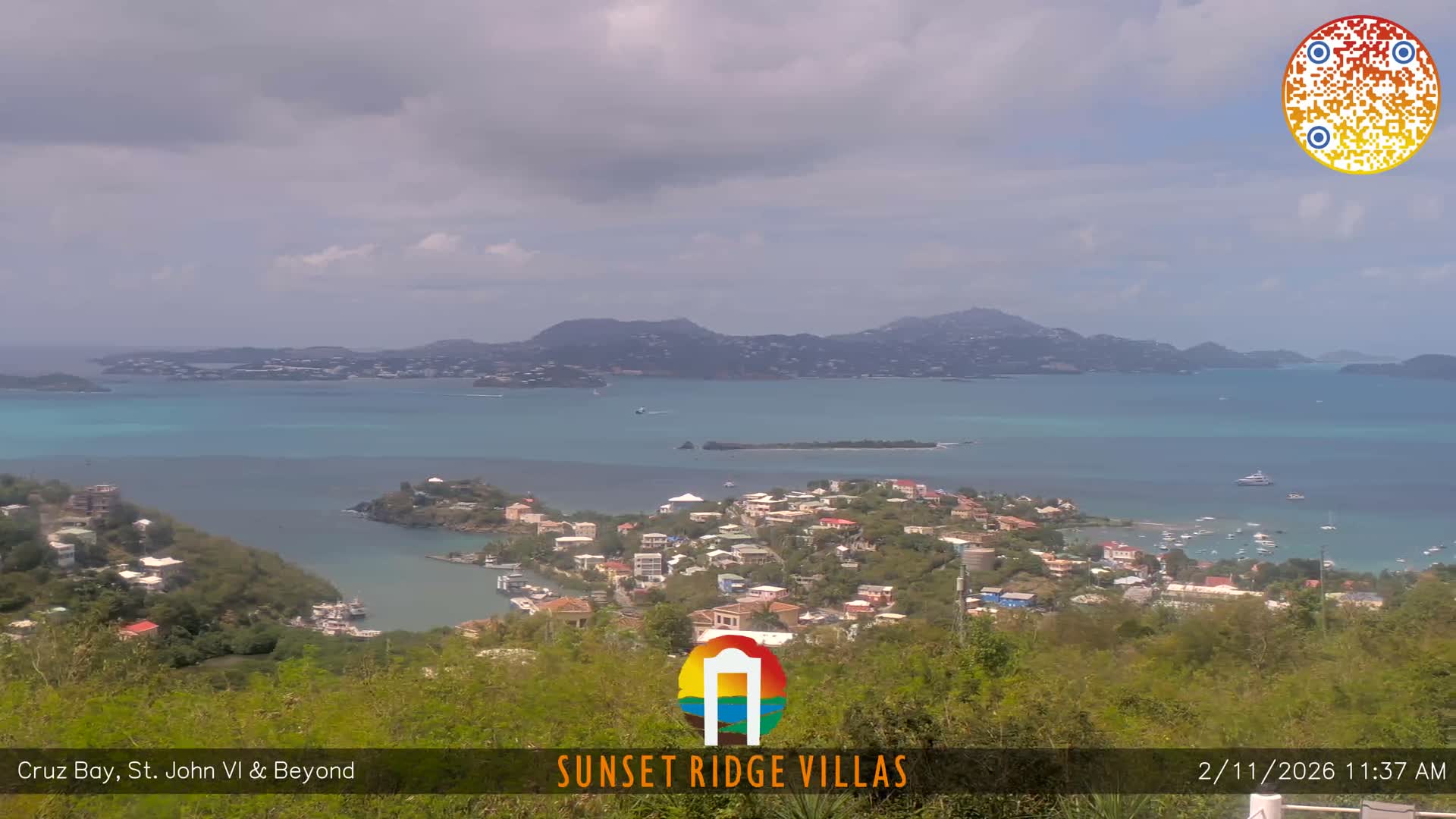 St. John, U.S Virgin Islands Panaromic from Cruz Bay Hills Live Cam - Cruz Bay, St. John, United States Virgin Islands, USA