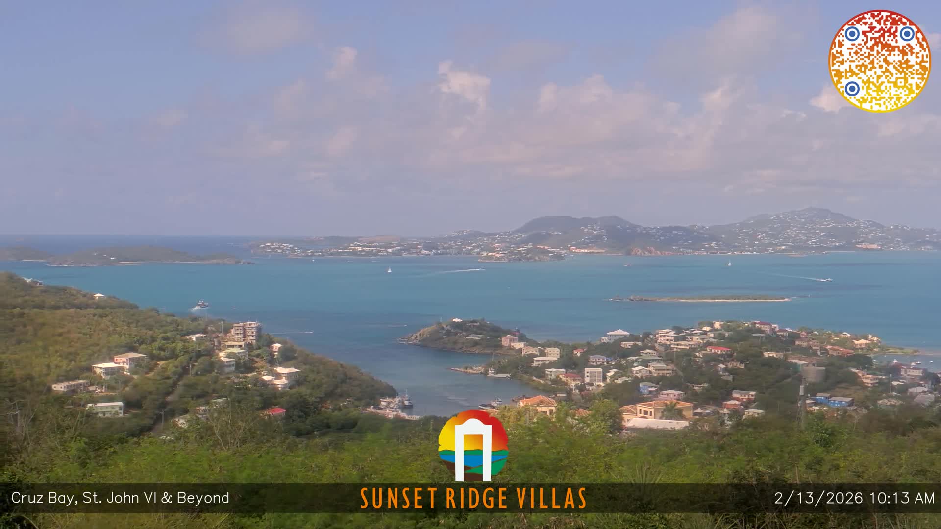 St. John, U.S Virgin Islands Panaromic from Cruz Bay Hills Live Cam - Cruz Bay, St. John, United States Virgin Islands, USA