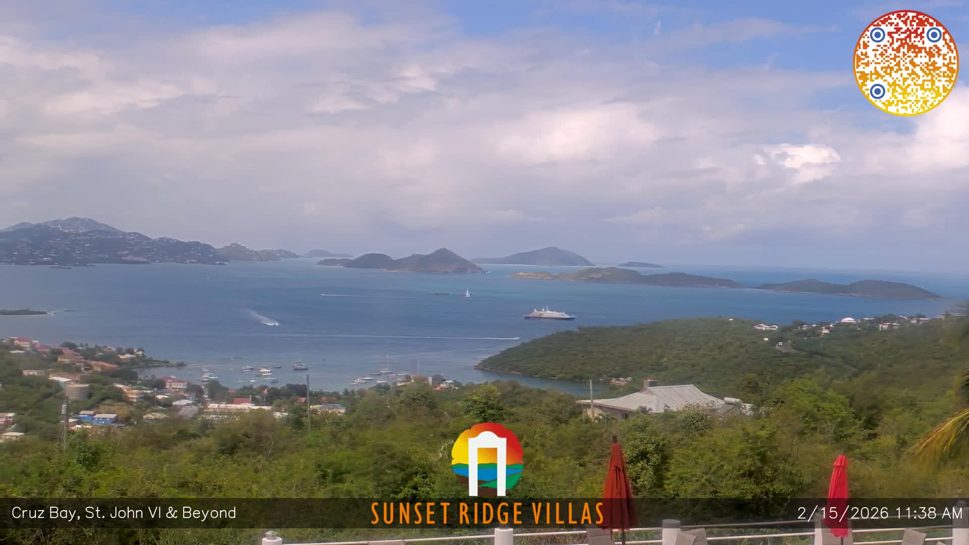 St. John, U.S Virgin Islands Panaromic from Cruz Bay Hills Live Cam - Cruz Bay, St. John, United States Virgin Islands, USA