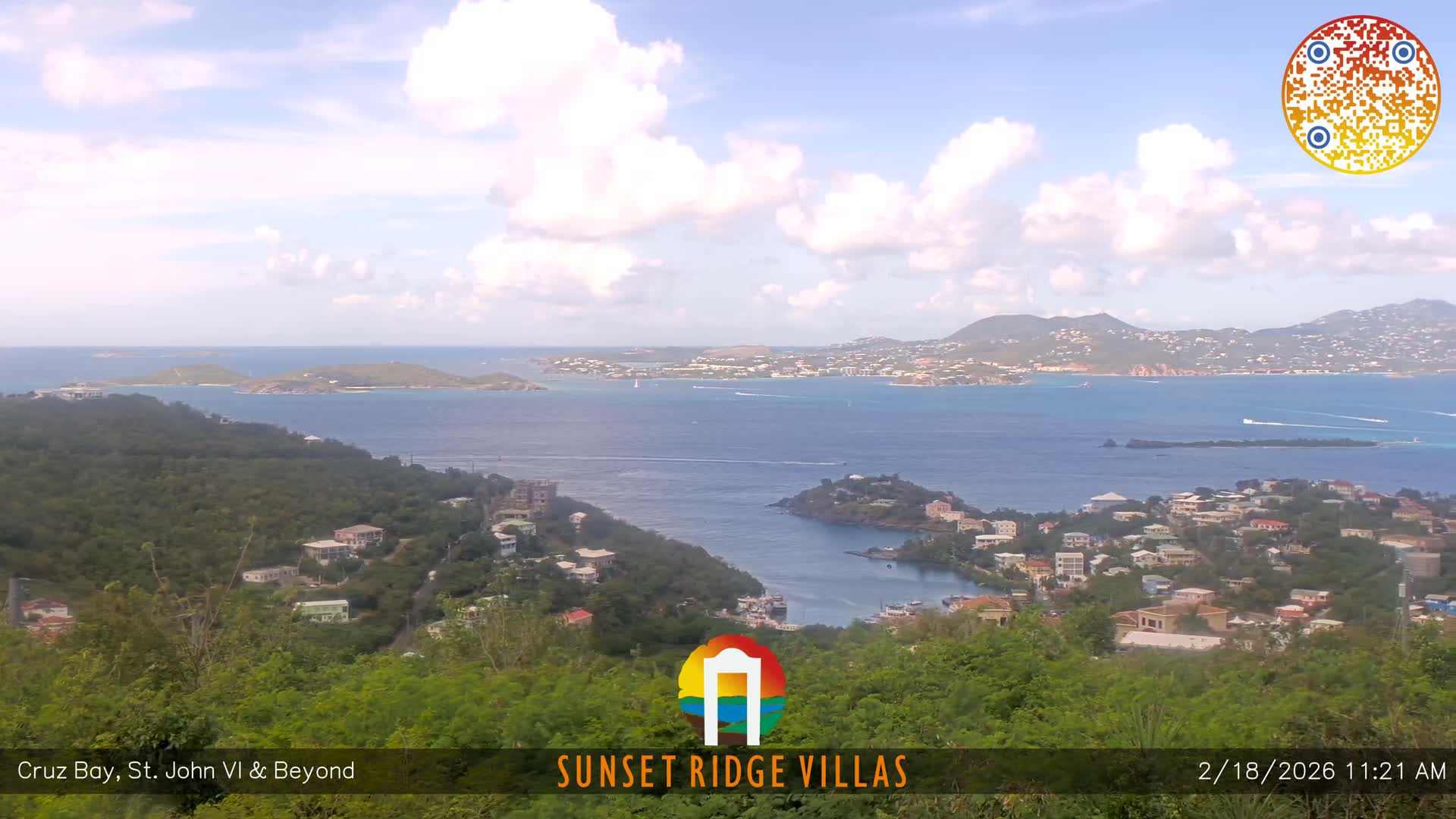St. John, U.S Virgin Islands Panaromic from Cruz Bay Hills Live Cam - Cruz Bay, St. John, United States Virgin Islands, USA