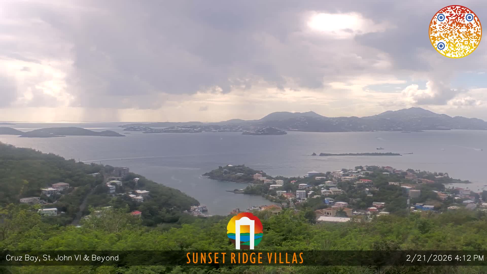 St. John, U.S Virgin Islands Panaromic from Cruz Bay Hills Live Cam - Cruz Bay, St. John, United States Virgin Islands, USA