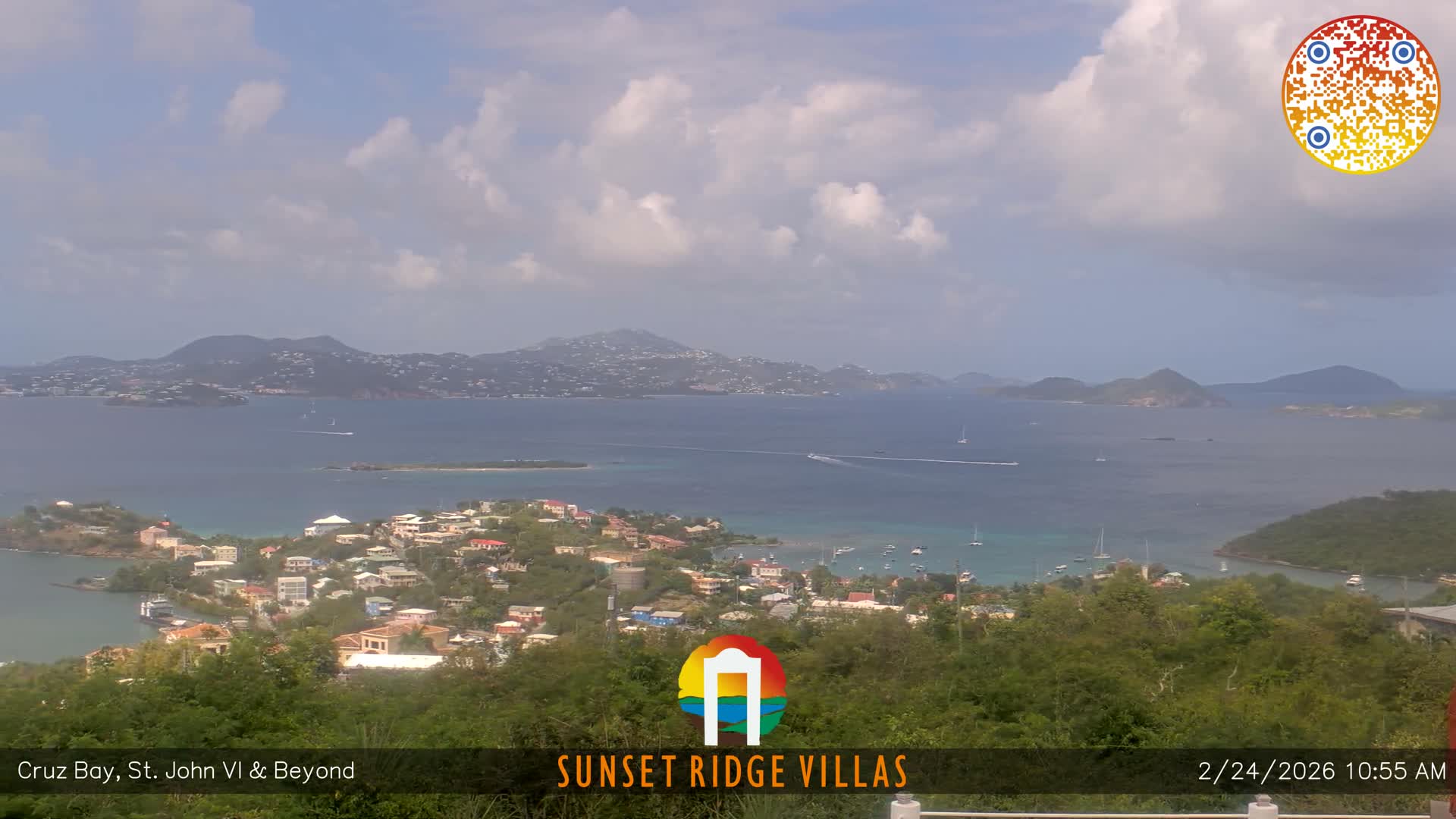 St. John, U.S Virgin Islands Panaromic from Cruz Bay Hills Live Cam - Cruz Bay, St. John, United States Virgin Islands, USA