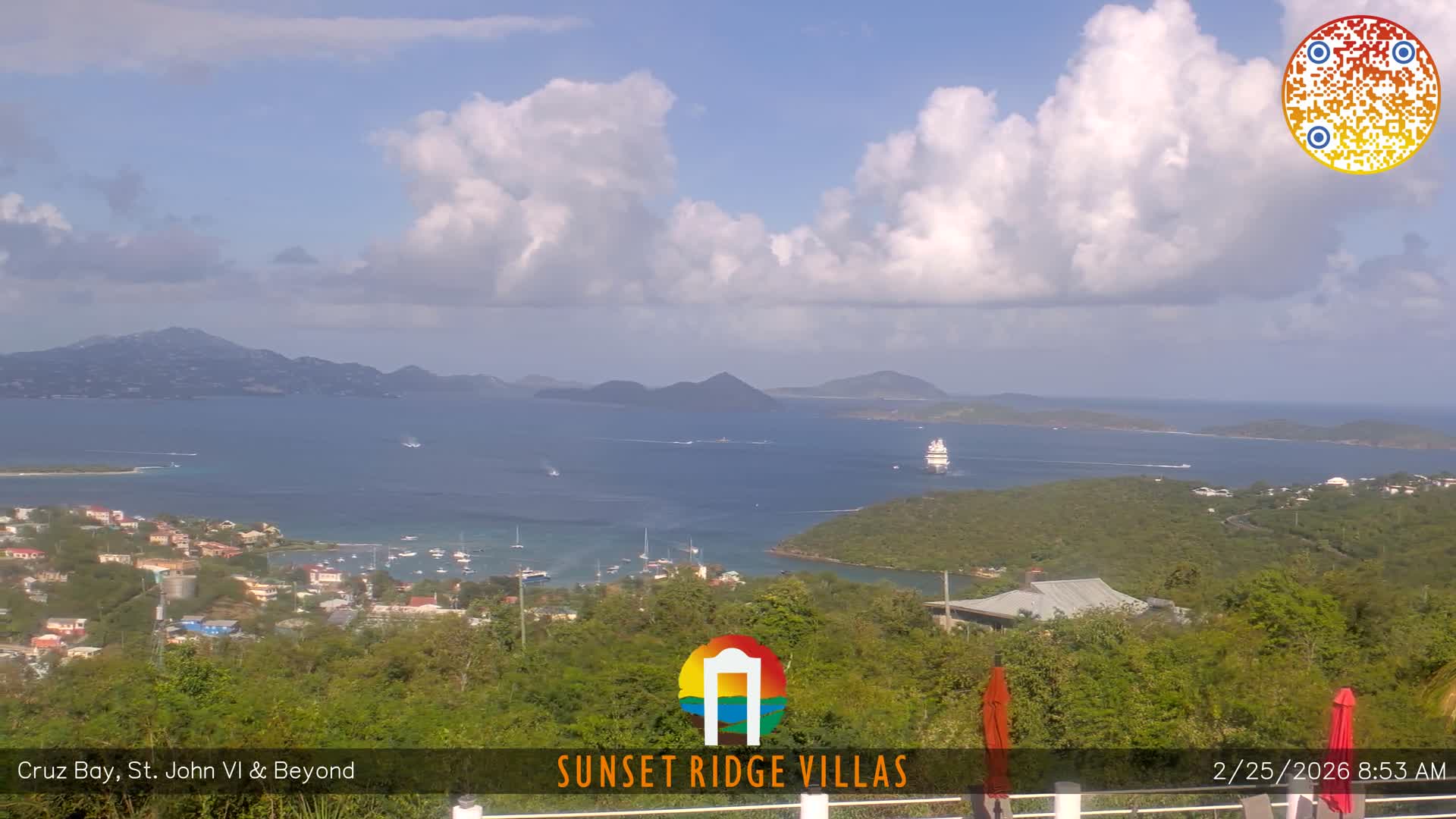 St. John, U.S Virgin Islands Panaromic from Cruz Bay Hills Live Cam - Cruz Bay, St. John, United States Virgin Islands, USA
