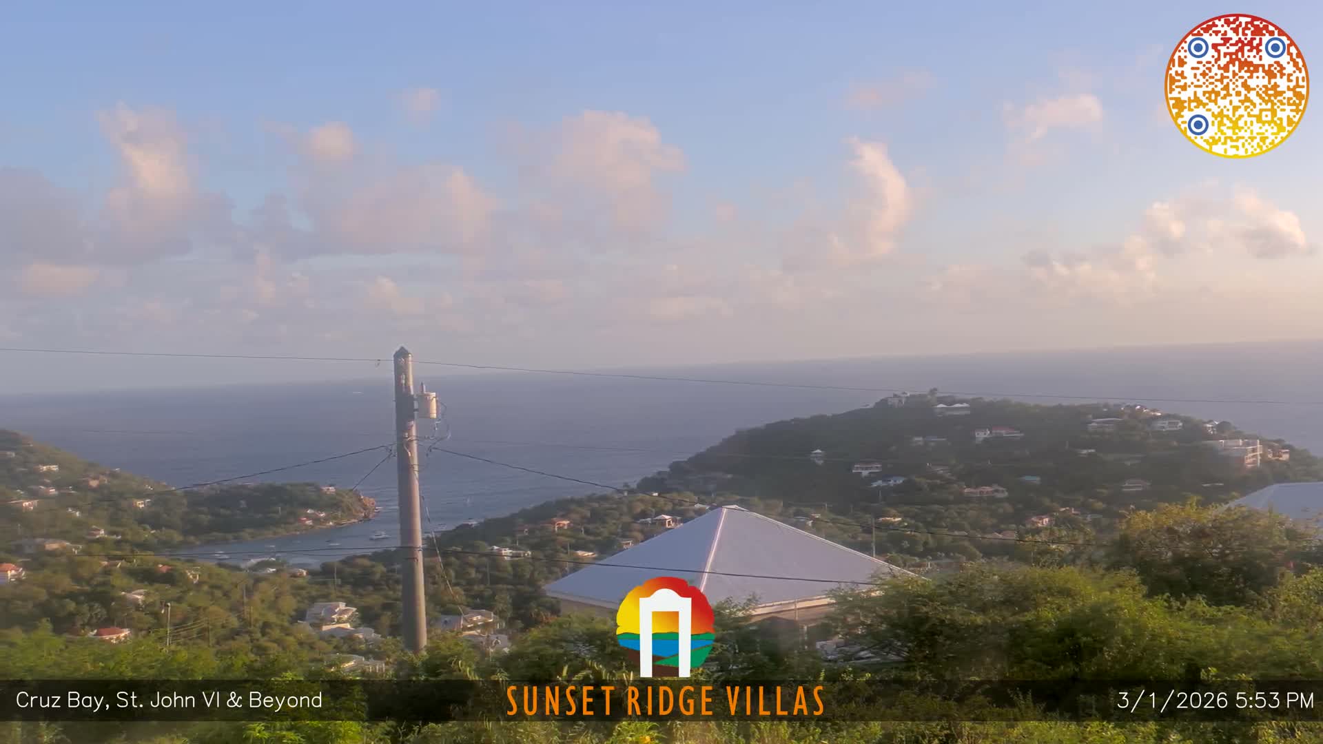 St. John, U.S Virgin Islands Panaromic from Cruz Bay Hills Live Cam - Cruz Bay, St. John, United States Virgin Islands, USA