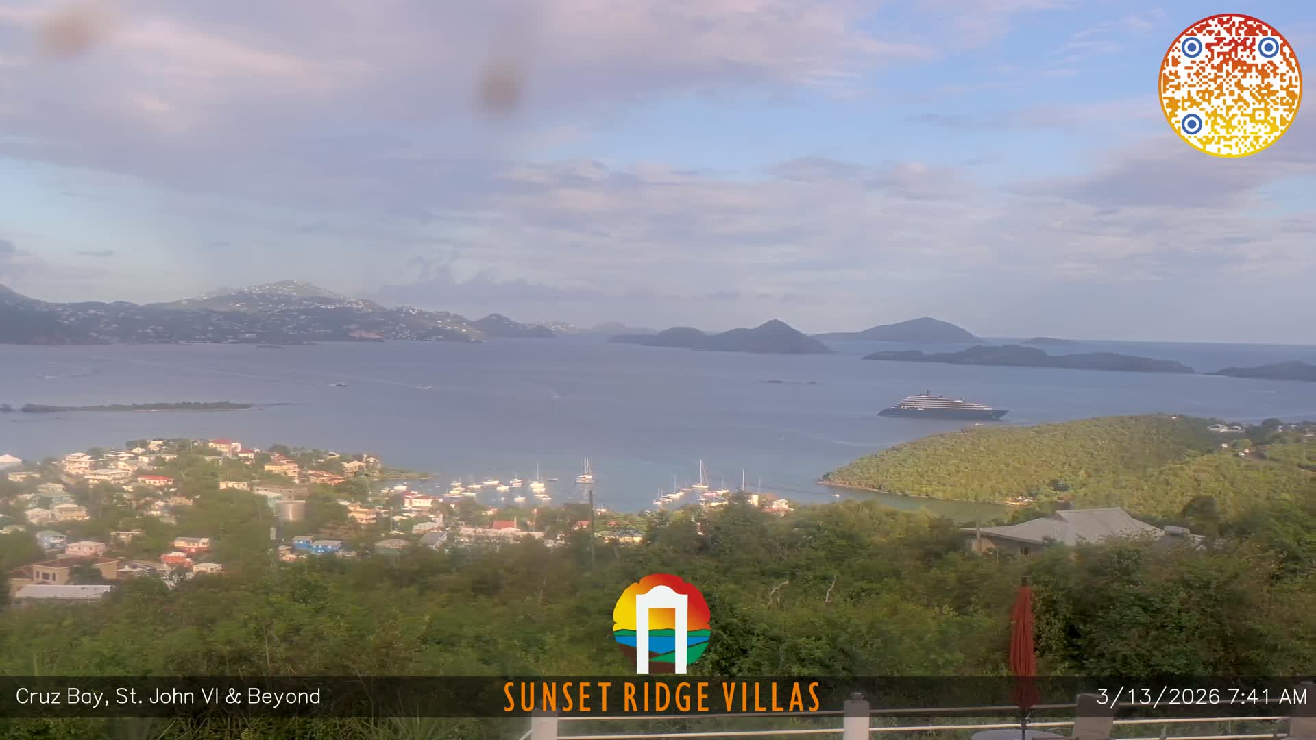 St. John, U.S Virgin Islands Panaromic from Cruz Bay Hills Live Cam - Cruz Bay, St. John, United States Virgin Islands, USA
