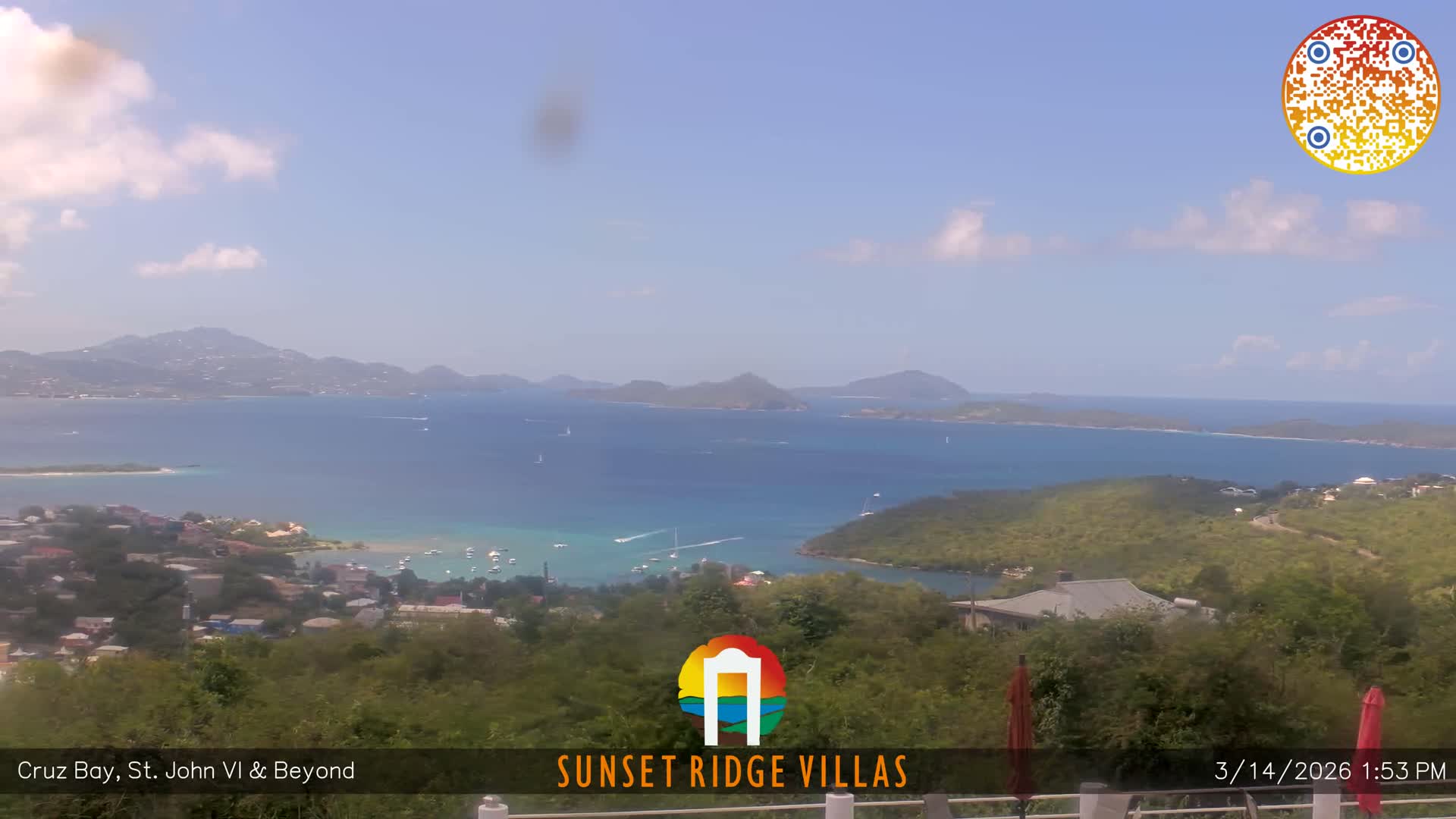St. John, U.S Virgin Islands Panaromic from Cruz Bay Hills Live Cam - Cruz Bay, St. John, United States Virgin Islands, USA