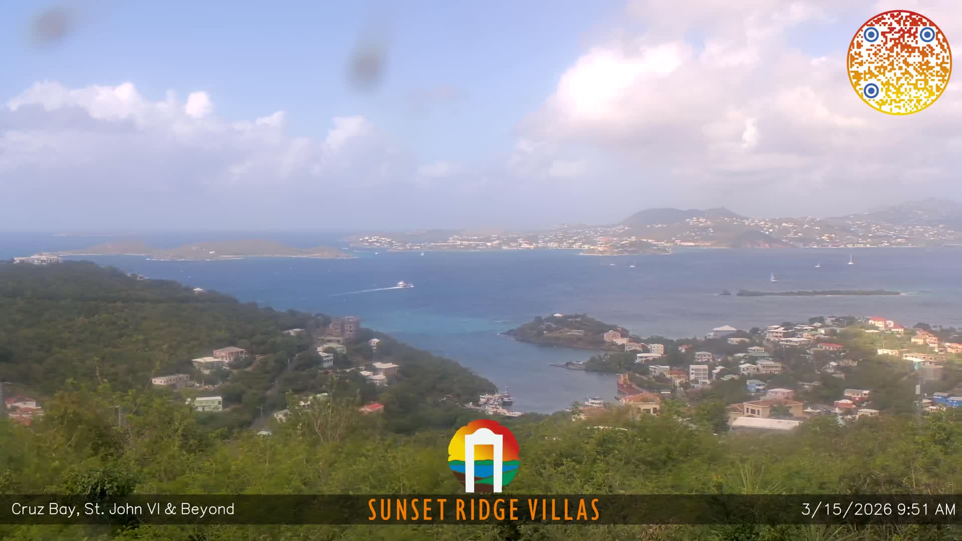 St. John, U.S Virgin Islands Panaromic from Cruz Bay Hills Live Cam - Cruz Bay, St. John, United States Virgin Islands, USA
