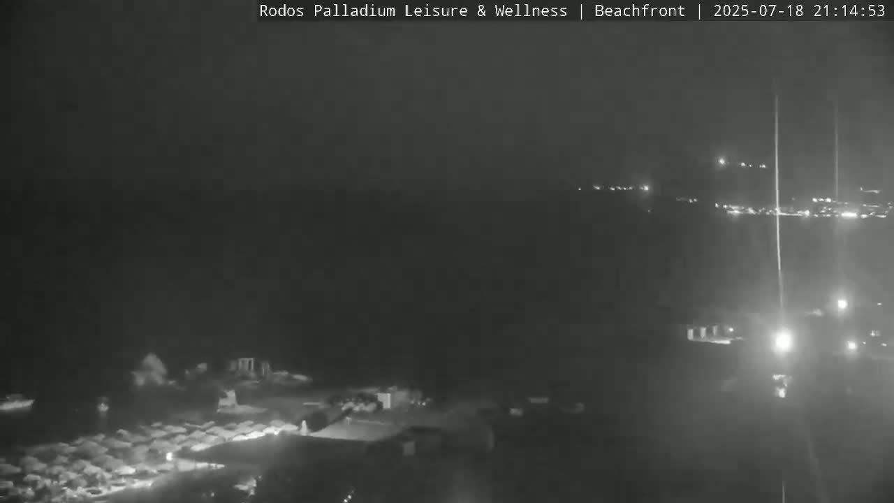 Rhodes, Paralia Faliraki Beach Northeast Live Cam - Ammoudes, Rhodes (Ródos), Dodacanese, South Aegean (Periféreia Notíou Aigaíou), Greece