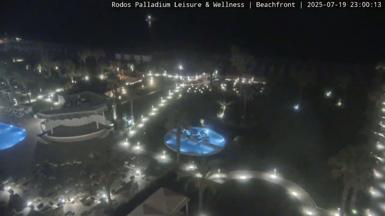 Rhodes, Paralia Faliraki Beach Northeast Live Cam - Ammoudes, Rhodes (Ródos), Dodacanese, South Aegean (Periféreia Notíou Aigaíou), Greece