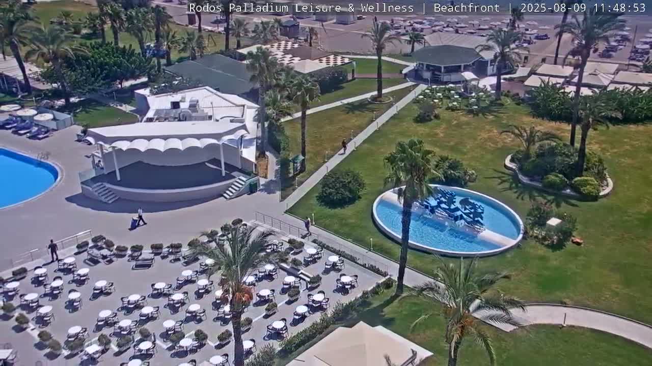 Rhodes, Paralia Faliraki Beach Northeast Live Cam - Ammoudes, Rhodes (Ródos), Dodacanese, South Aegean (Periféreia Notíou Aigaíou), Greece