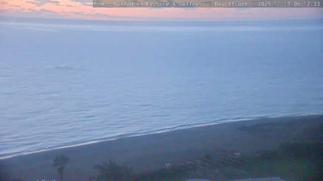 Rhodes, Paralia Faliraki Beach Northeast Live Cam - Ammoudes, Rhodes (Ródos), Dodacanese, South Aegean (Periféreia Notíou Aigaíou), Greece