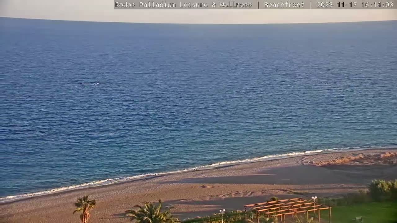 Rhodes, Paralia Faliraki Beach Northeast Live Cam - Ammoudes, Rhodes (Ródos), Dodacanese, South Aegean (Periféreia Notíou Aigaíou), Greece