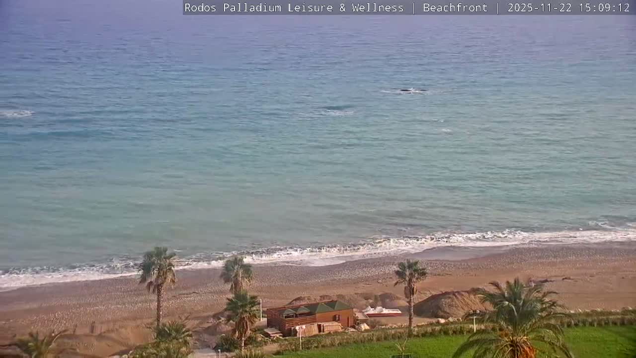 Rhodes, Paralia Faliraki Beach Northeast Live Cam - Ammoudes, Rhodes (Ródos), Dodacanese, South Aegean (Periféreia Notíou Aigaíou), Greece