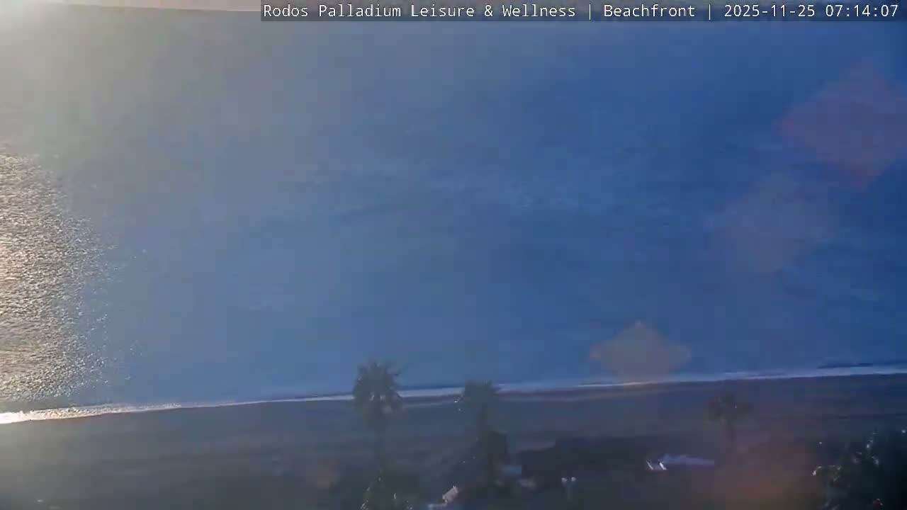 Rhodes, Paralia Faliraki Beach Northeast Live Cam - Ammoudes, Rhodes (Ródos), Dodacanese, South Aegean (Periféreia Notíou Aigaíou), Greece