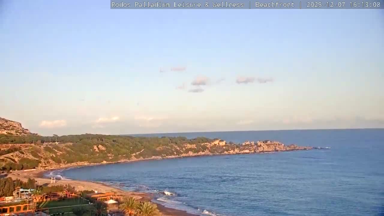 Rhodes, Paralia Faliraki Beach Northeast Live Cam - Ammoudes, Rhodes (Ródos), Dodacanese, South Aegean (Periféreia Notíou Aigaíou), Greece
