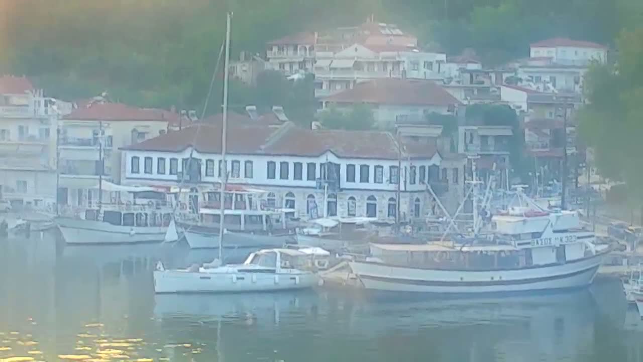 Thasos City & Aegean Sea Thasopoula Island View Live Cam - Limenas, Thasos, East Macedonia and Thrace (Anatolikís Makedonías kai Thrákis), Greece